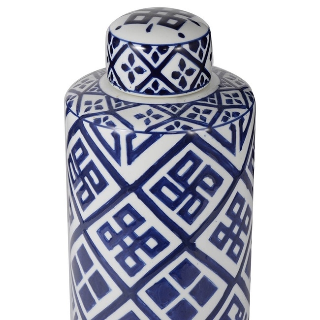 Valora Blue & White Cylinder Jar 35cm view 2