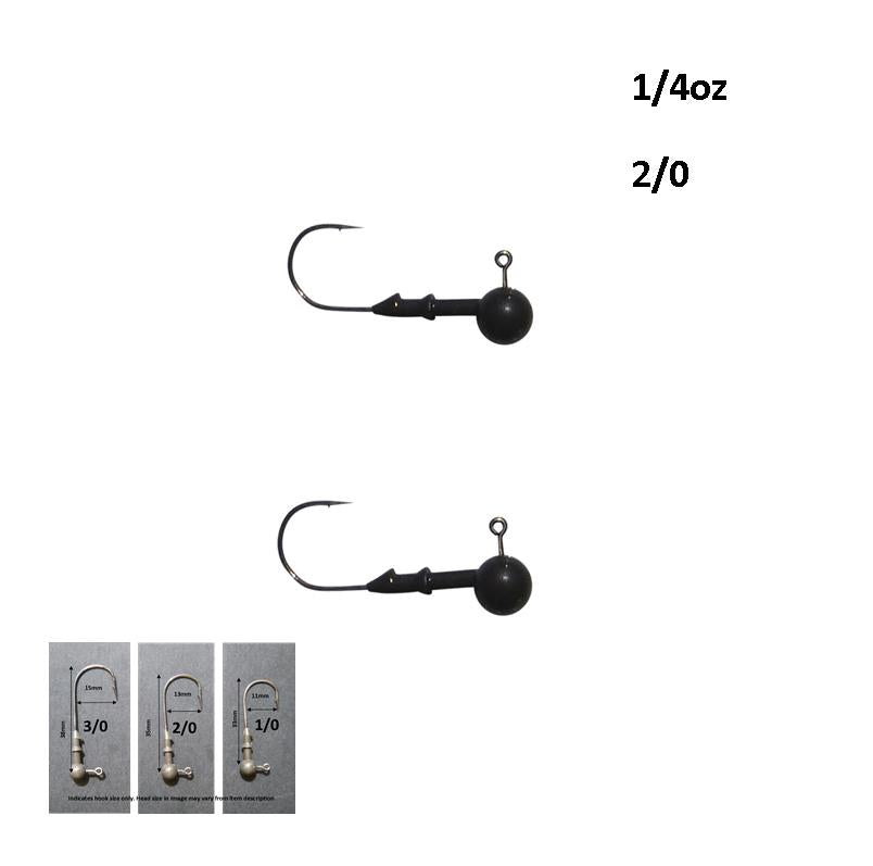 Vike 1/4 oz Round Jig Head with a Size 2/0 Hook Tungsten, 2 pack view 2