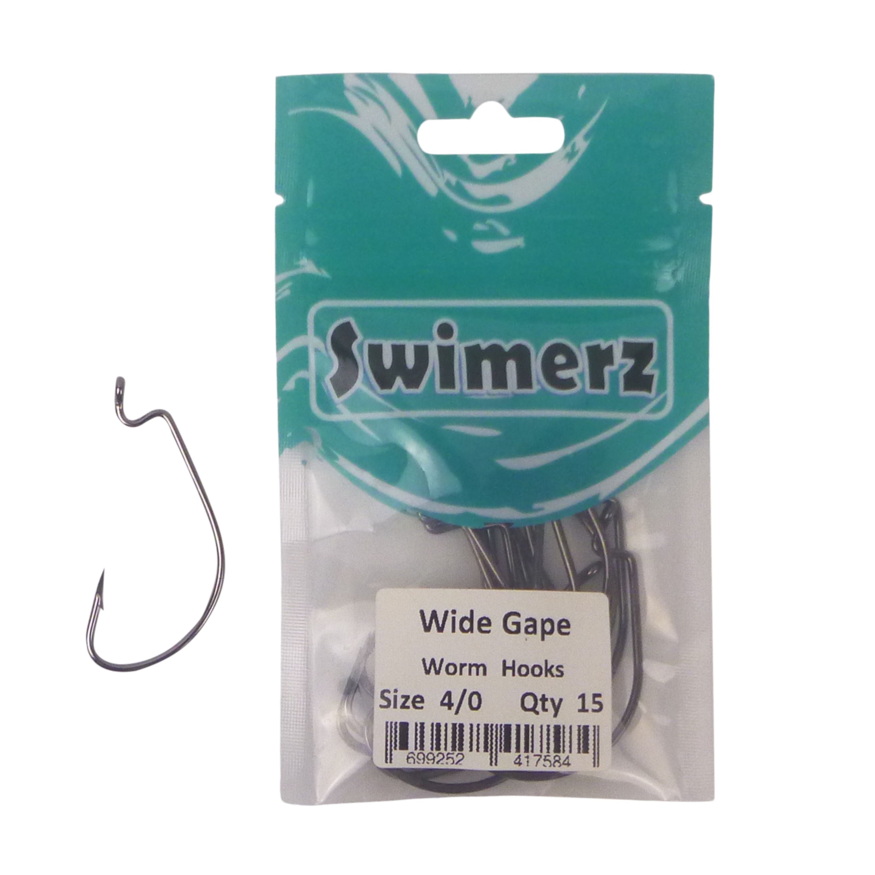 Swimerz 4/0 Wide Gape Worm Hook 15 Pack view 2