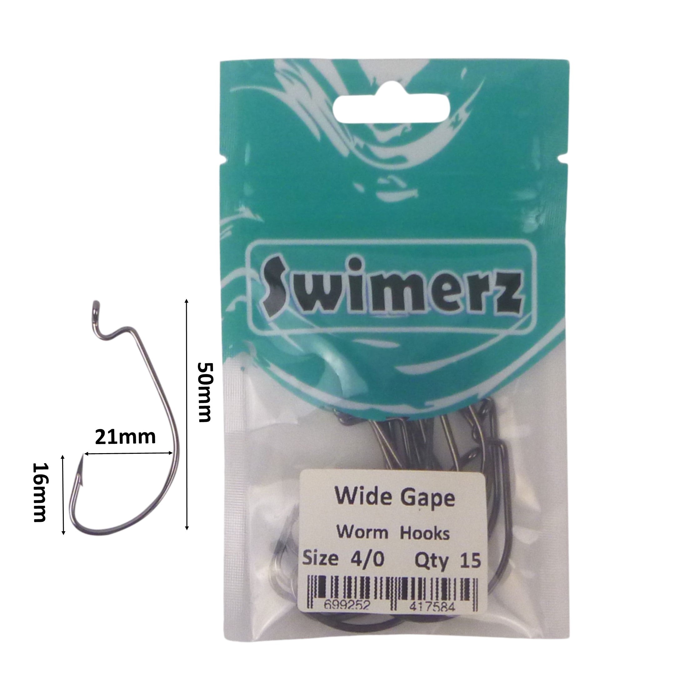 Swimerz 4/0 Wide Gape Worm Hook 15 Pack view 3