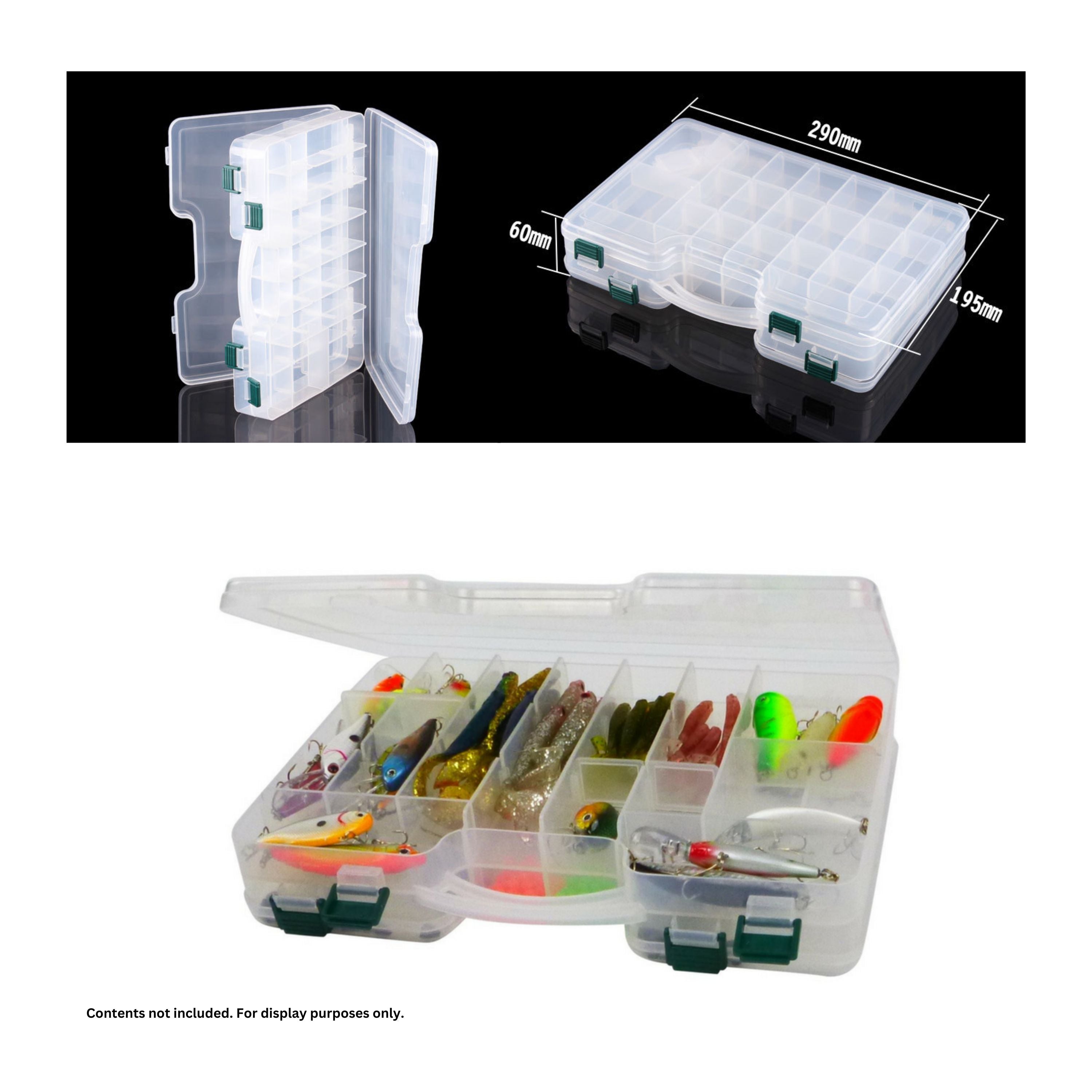 Rig Ezy 44 Compartment Double-sided Tackle Box. 295mmL x 210mmW x 6ommD view 3