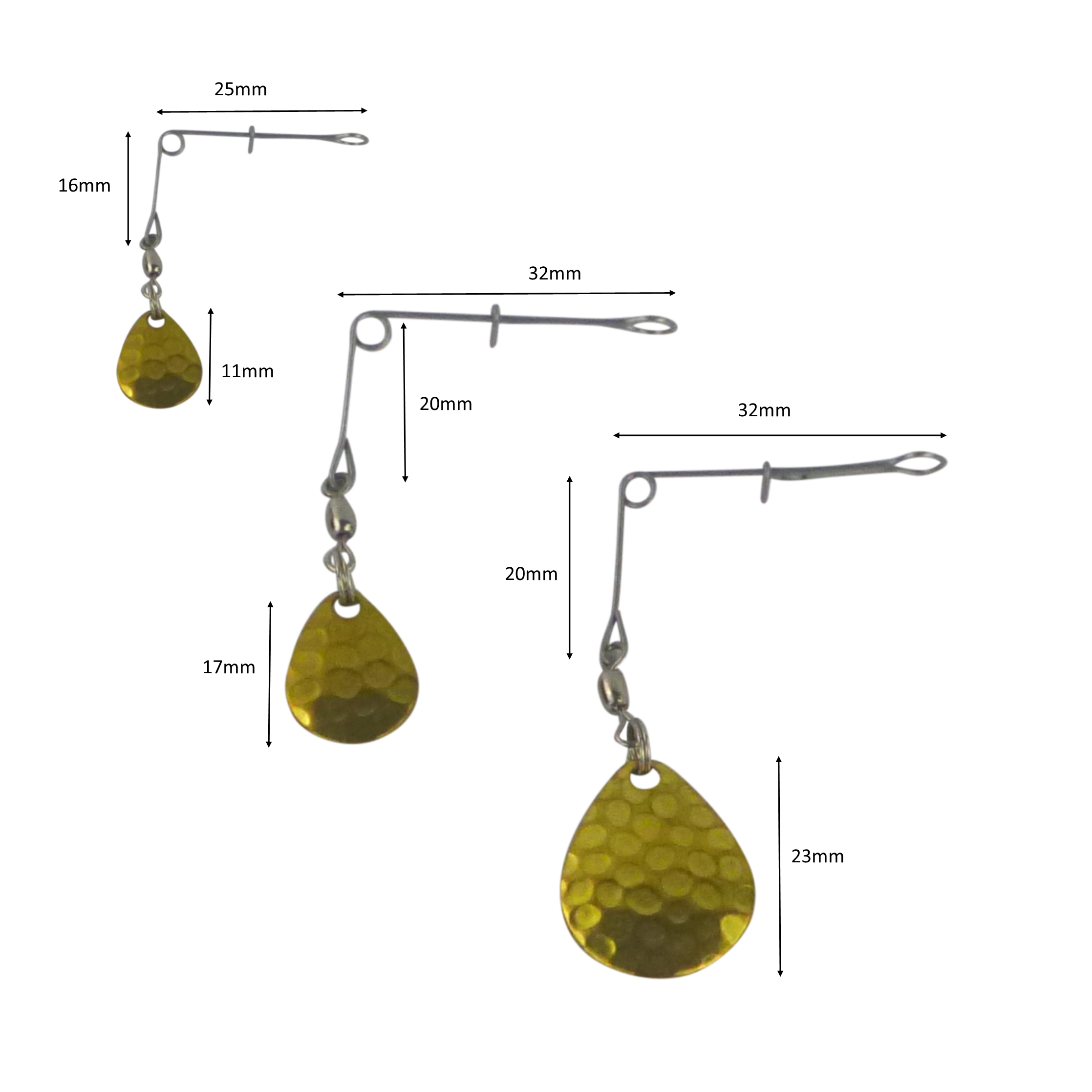 Swimerz Jig Spinner, Small, Hammered Brass, 5 Pack view 2