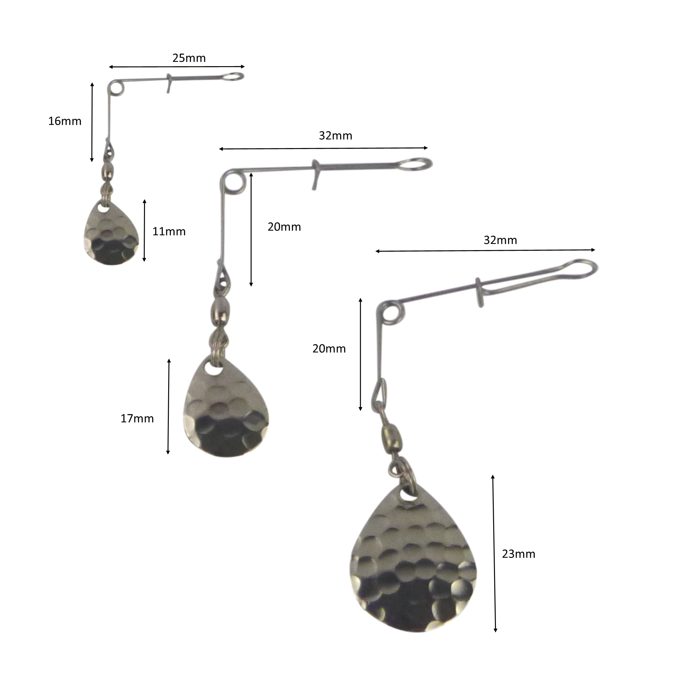 Swimerz Jig Spinner, Medium, Hammered Nickel, 5 Pack view 2