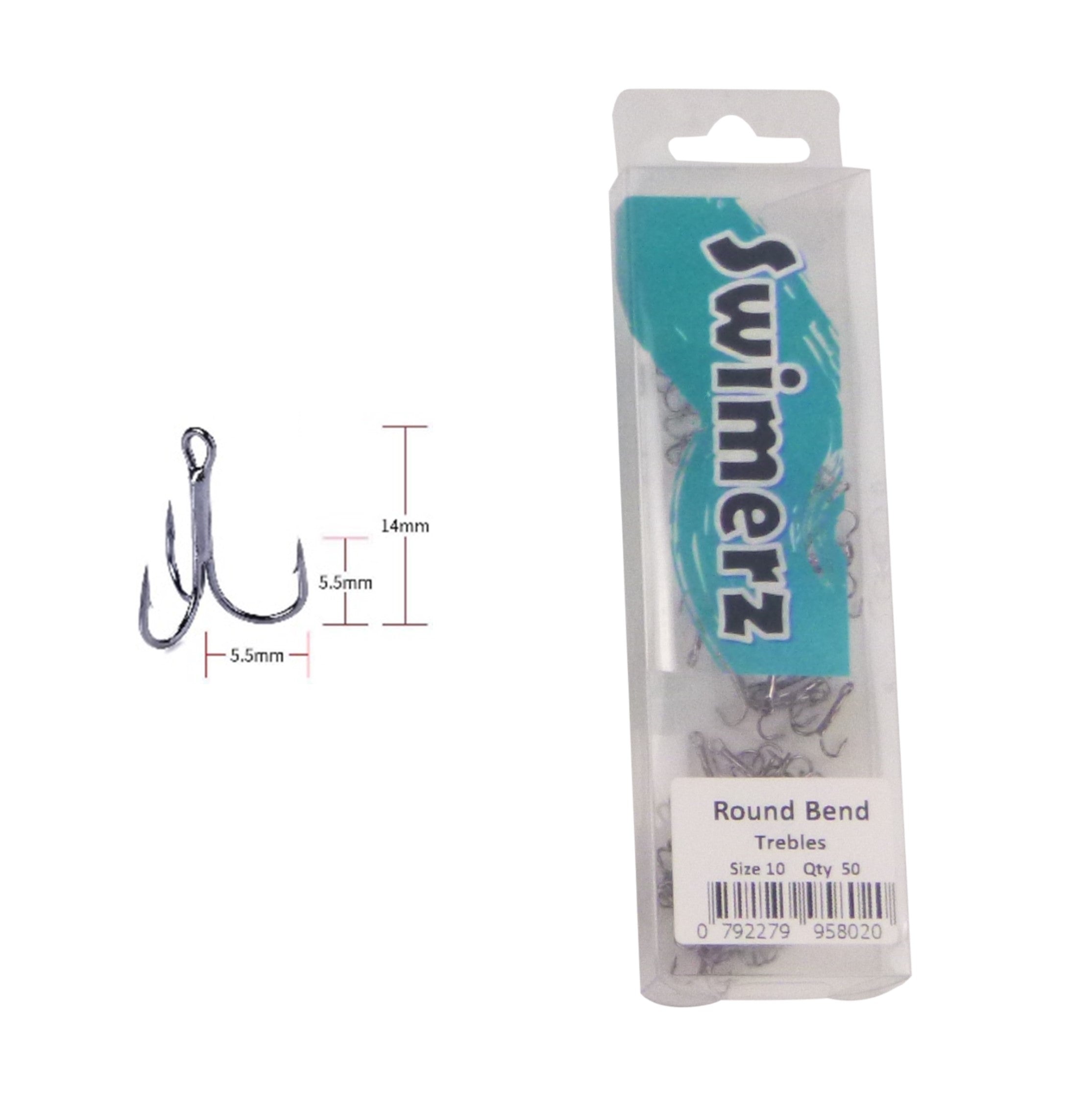 Swimerz Round Bend Trebles Size 10, 50 pack view 2