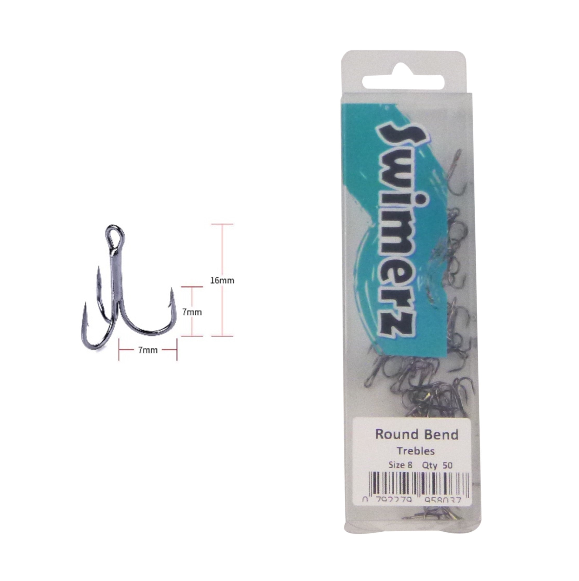 Swimerz Round Bend Trebles Size 8, 50 pack view 2