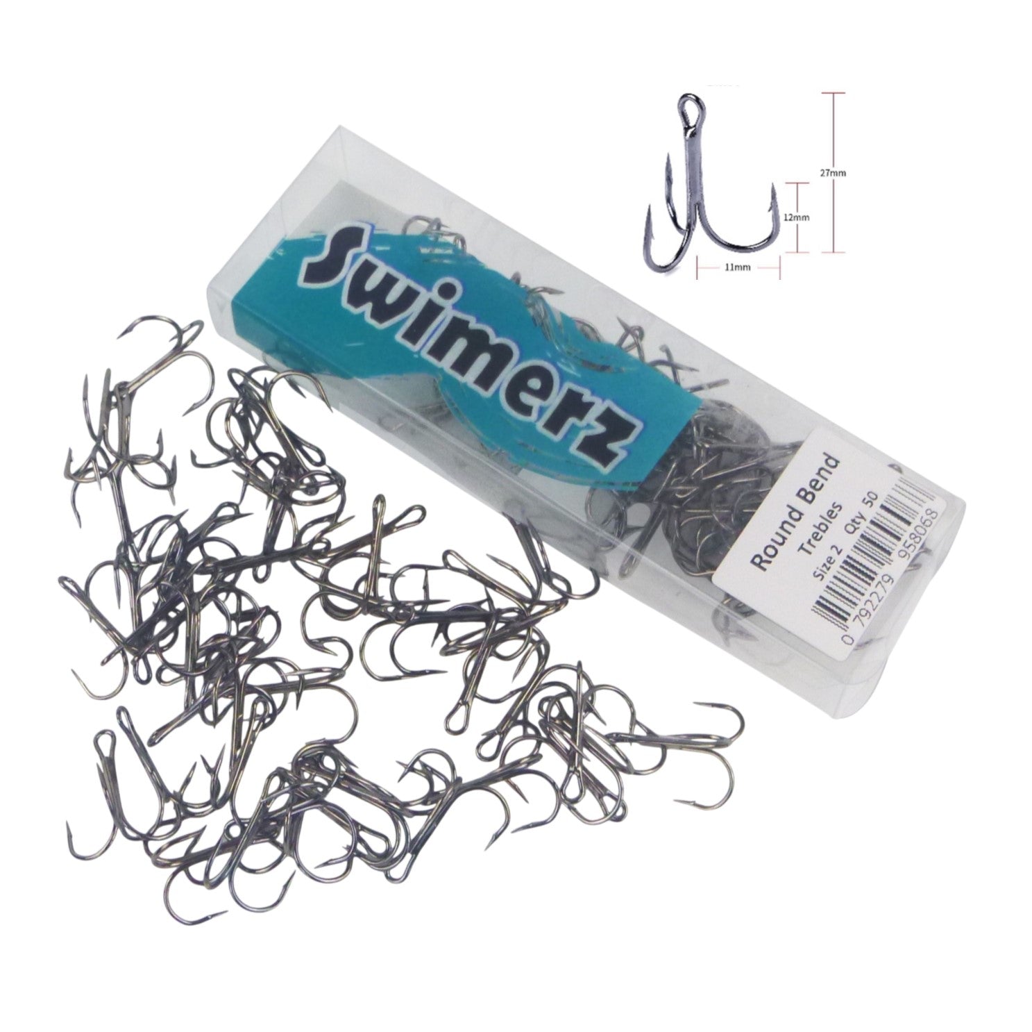 Swimerz Round Bend Trebles Size 2, 50 pack view 3