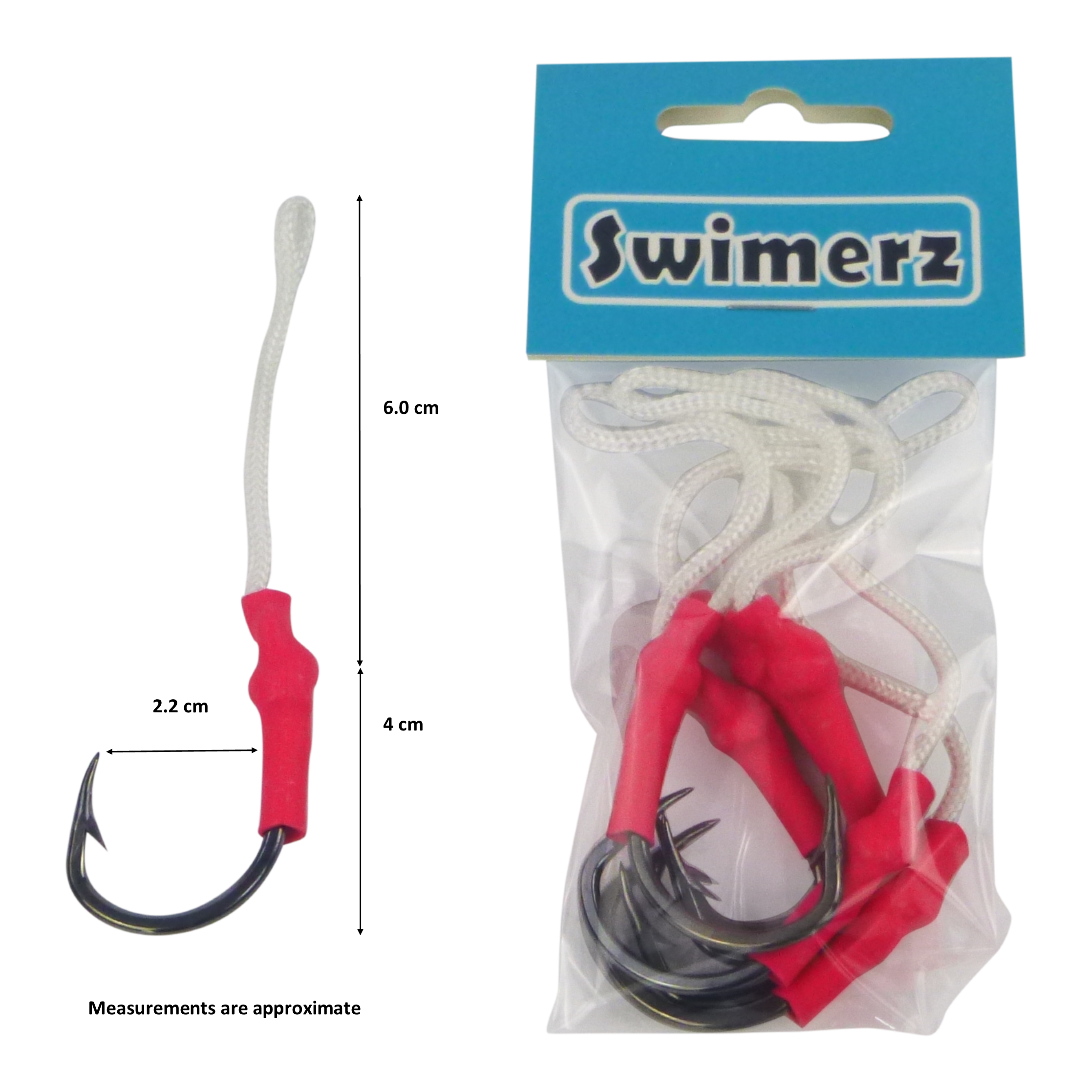 Swimerz 5/0 Single Assist Hooks, 6 pack view 2