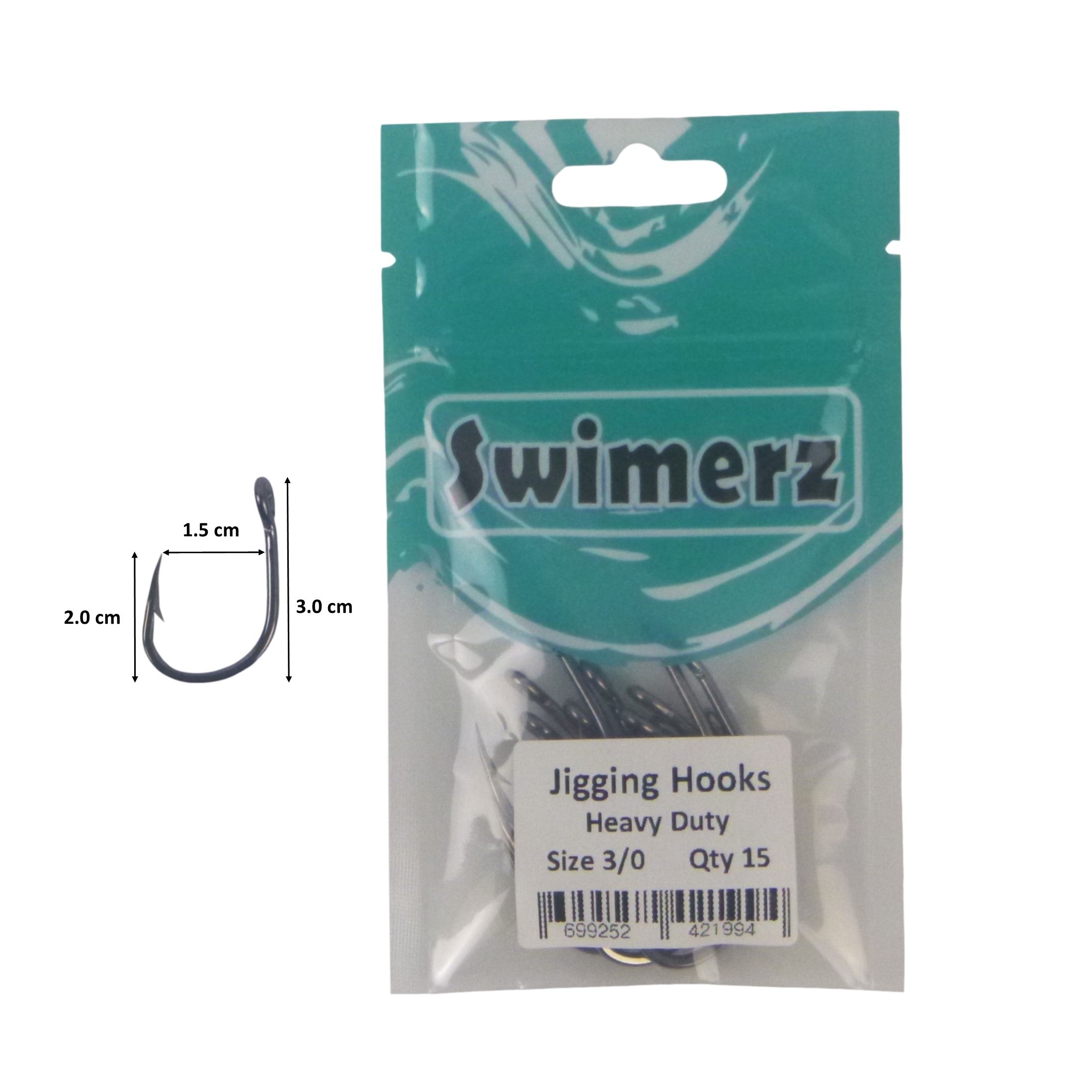 Swimerz 3/0 Heavy Duty Jigging Hooks 15 pack view 3