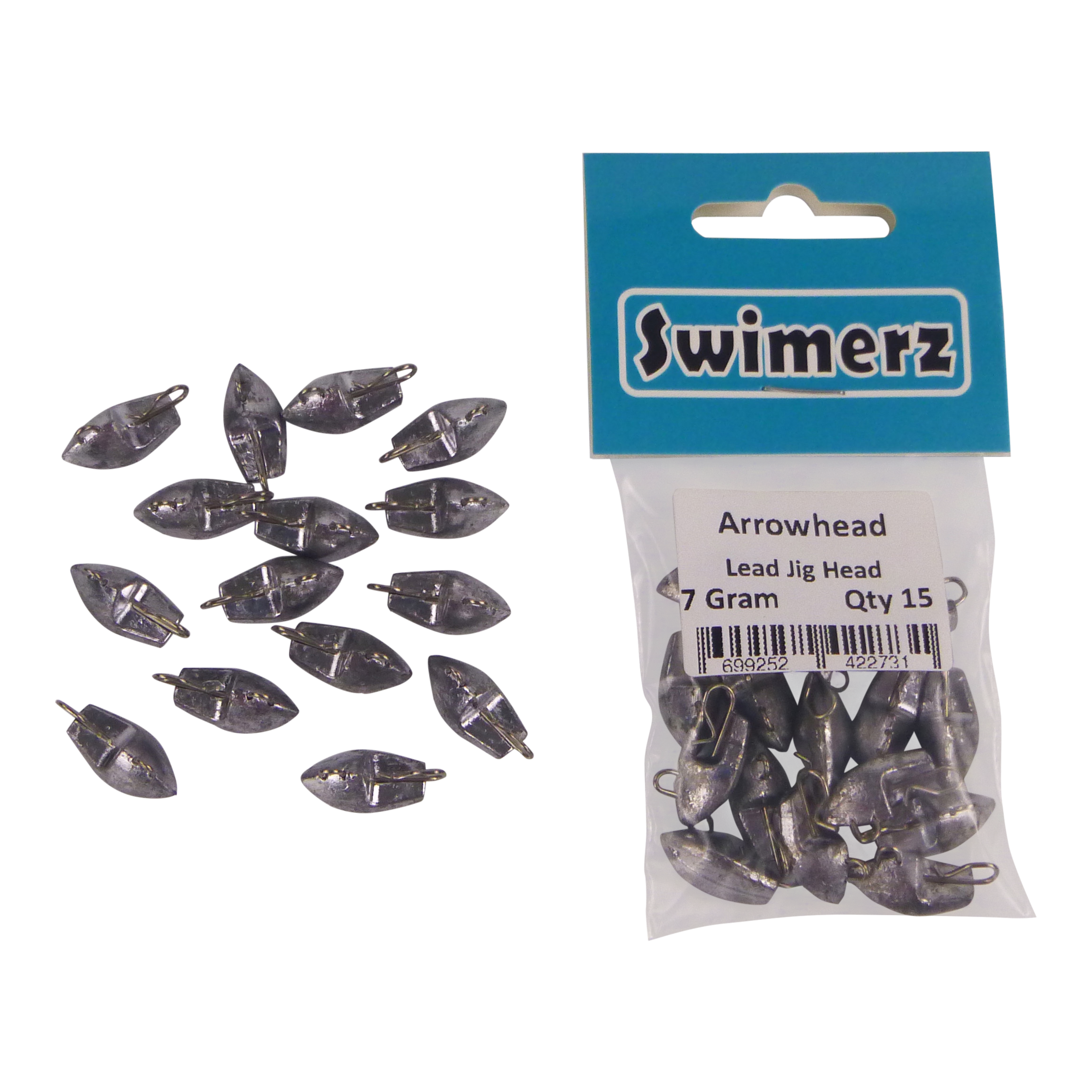 Swimerz 7gm Arrowhead Jig Head, 1/4oz, Lead, 15 pack view 3