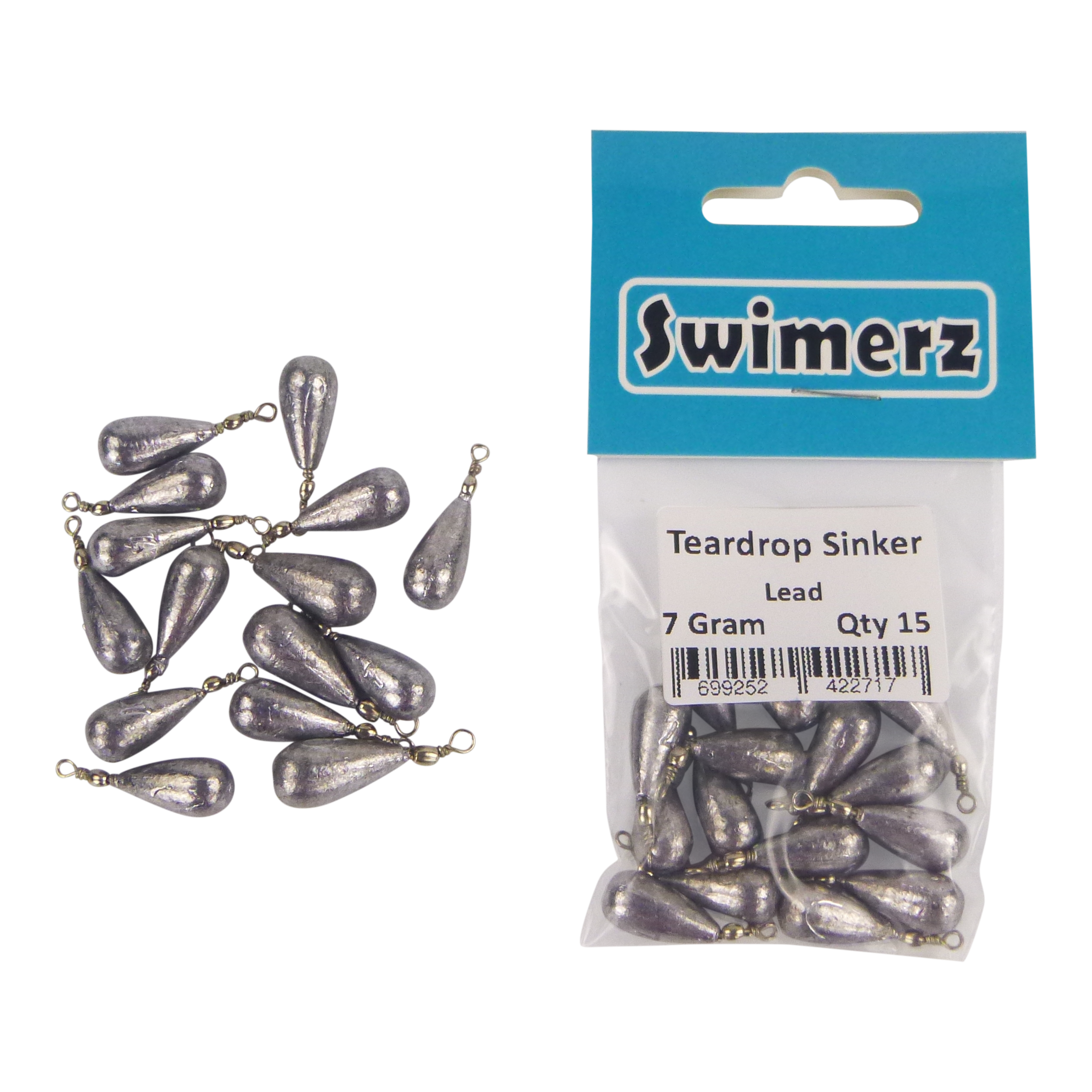 Swimerz 7gm Teardrop Sinker, Lead, 15 pack view 2