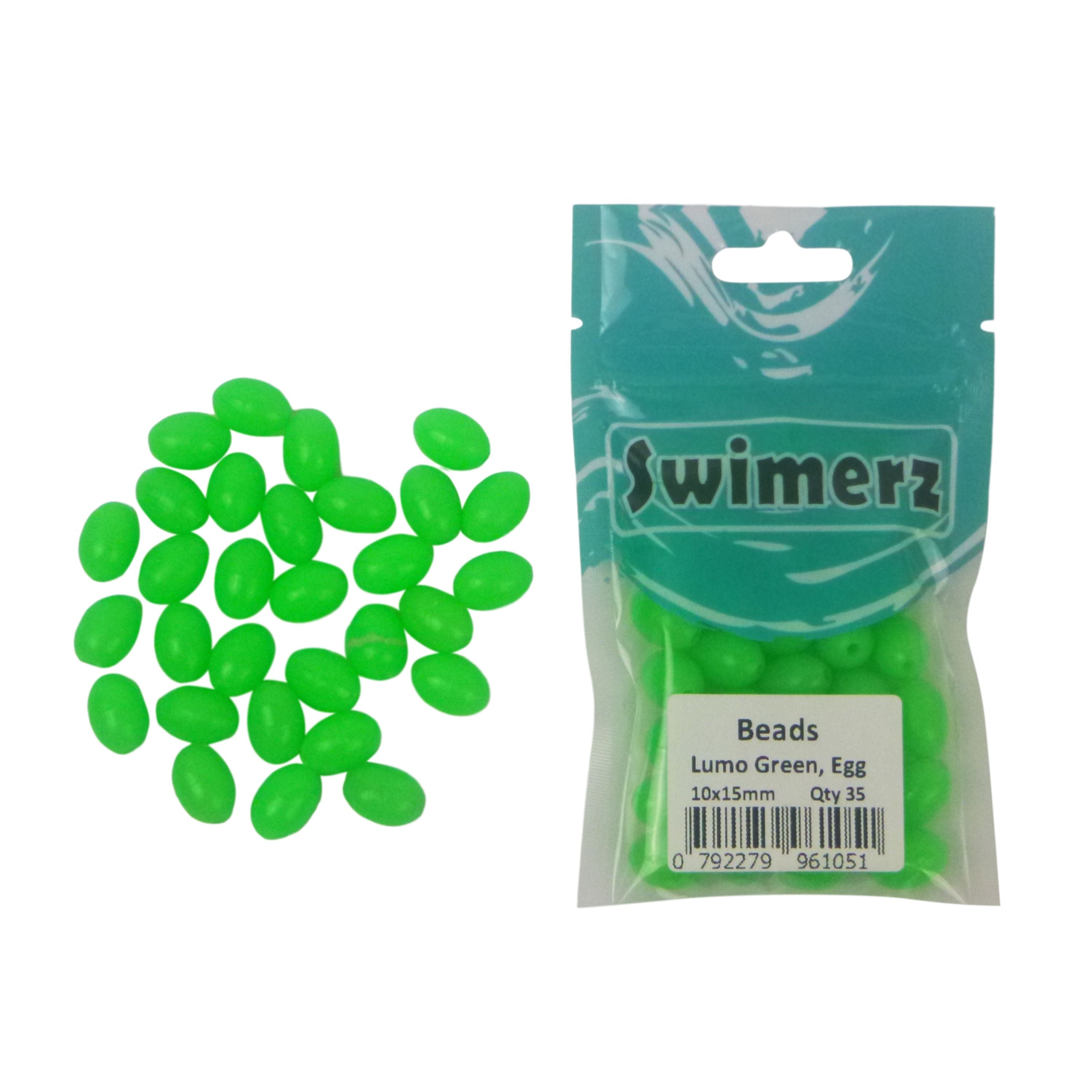 Swimerz Beads, 6.4mmWx8.3mmL, Lumo Green Egg, 50 pack view 2