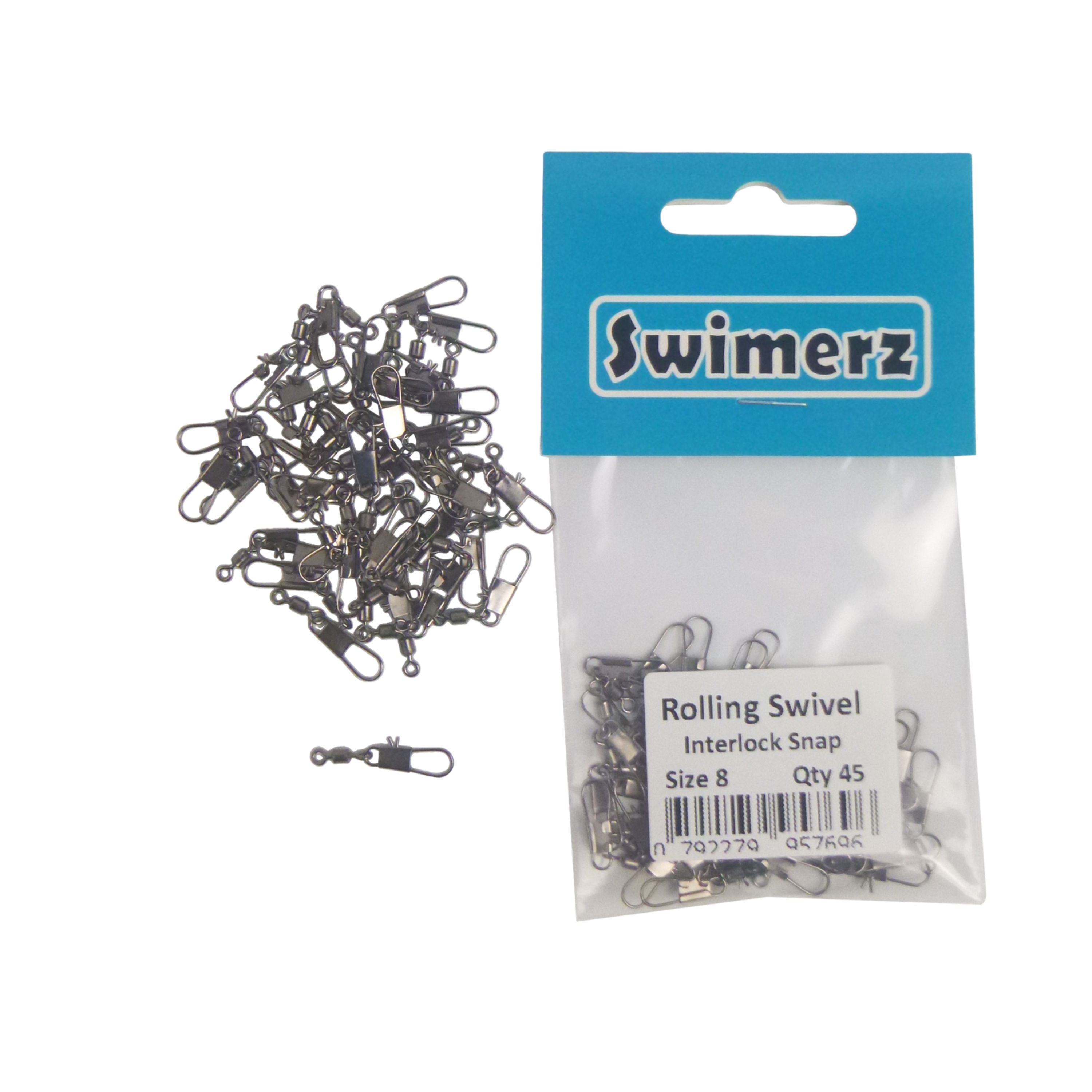 Swimerz Rolling Swivel w Interlock Snap, Size 8, 45 pack view 3