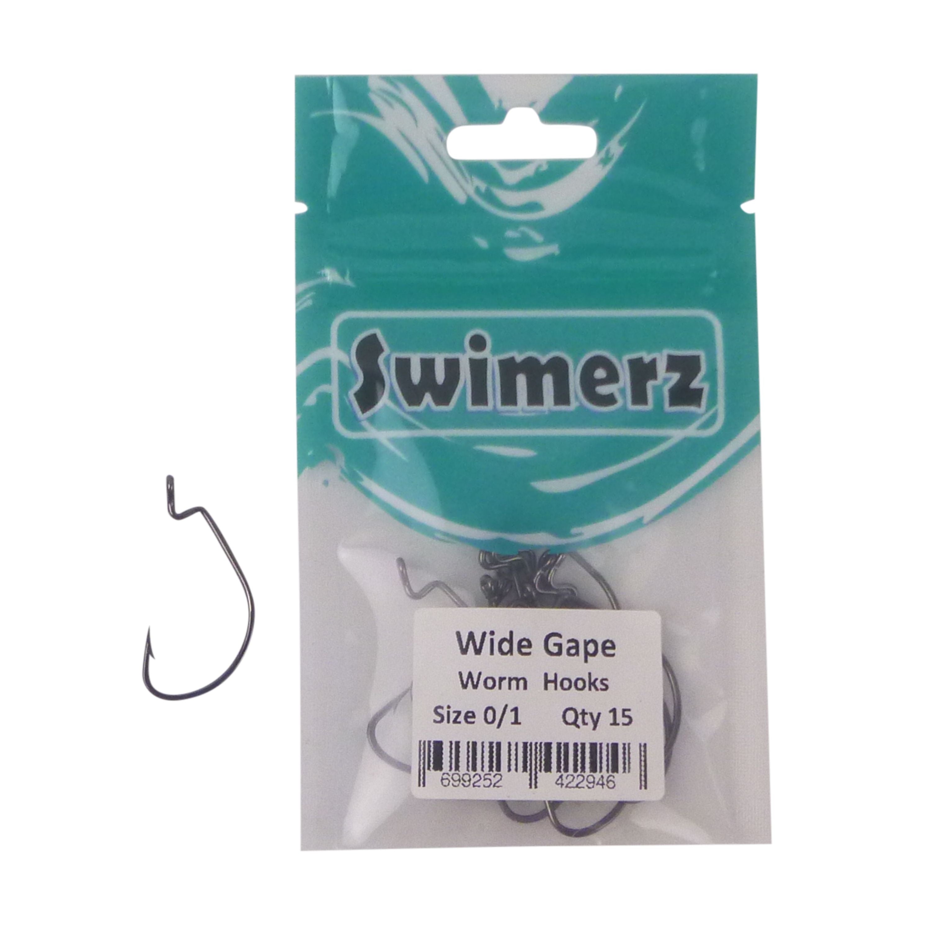 Swimerz 0/1 Wide Gape Worm Hook 15 Pack view 2