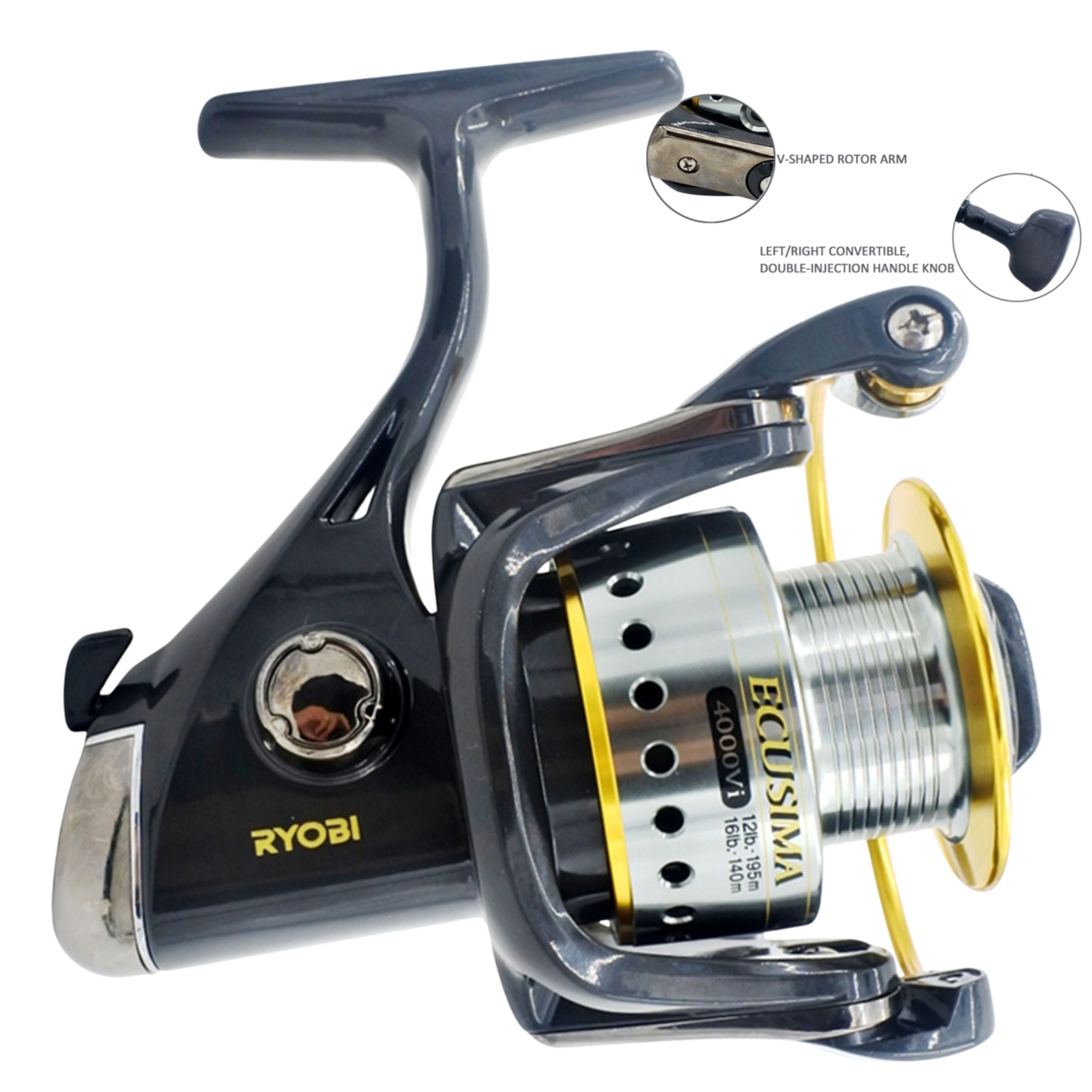 Ryobi Ecusima 2000 Spinning Reel, 5:1:1 Fast Retrieve 4+1 BB view 4