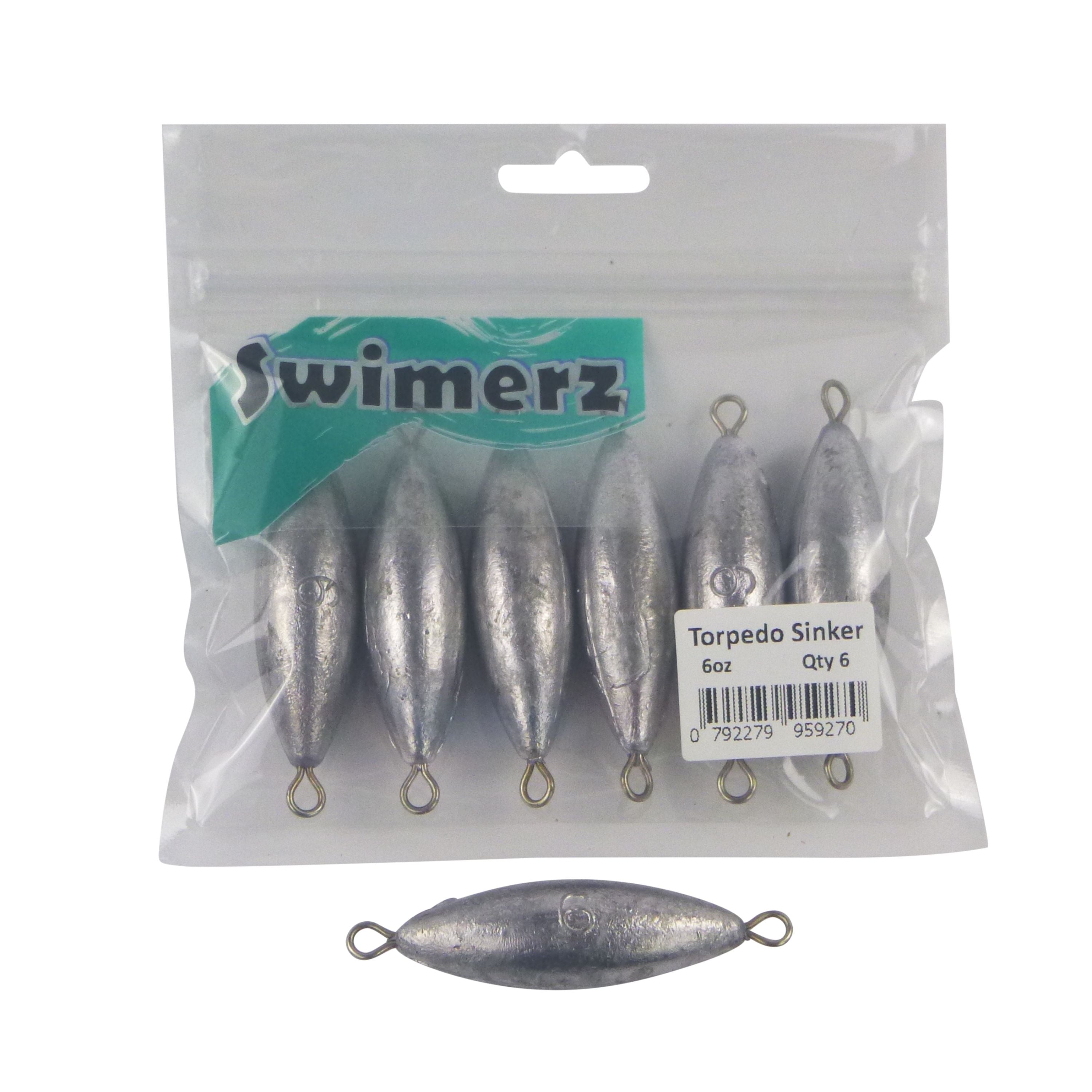 Swimerz 6oz Torpedo Trolling Sinker, Lead 6 Pack view 2