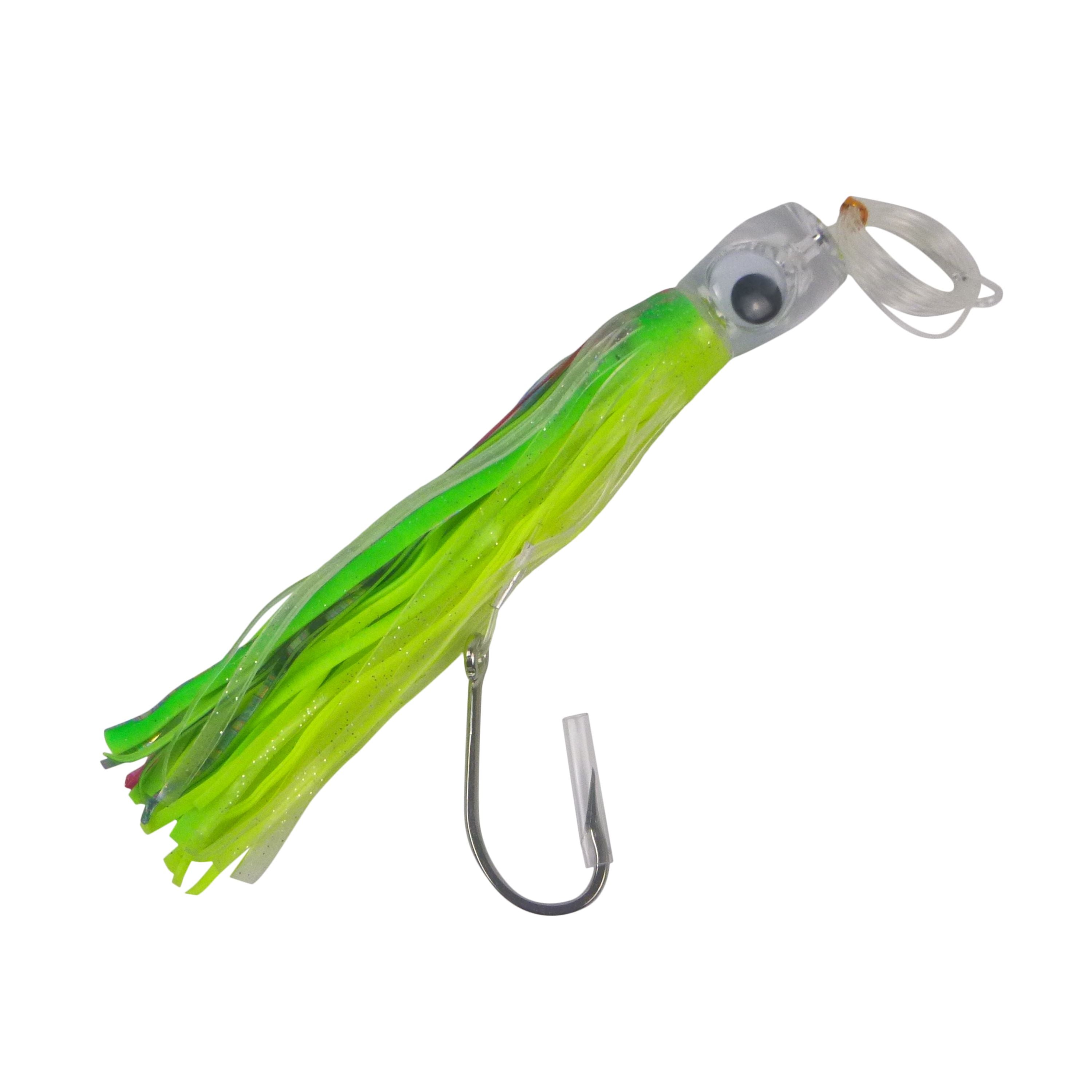 Swimerz Trolling Lure Rigs, 95gm, 23cmL, Size 8/0 Hook, Lime Spider, 2 pack view 2