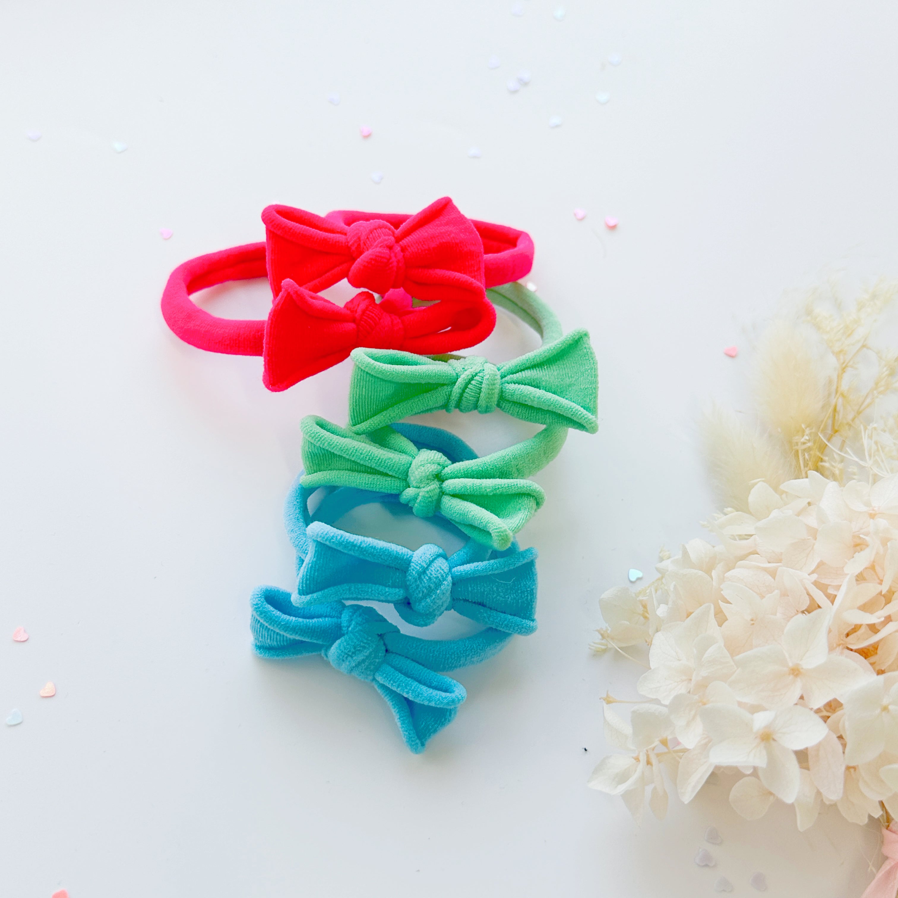 Handmade Simple Bow metal free hair ties -Sky - 1 Pairs - Pastel Blue view 8