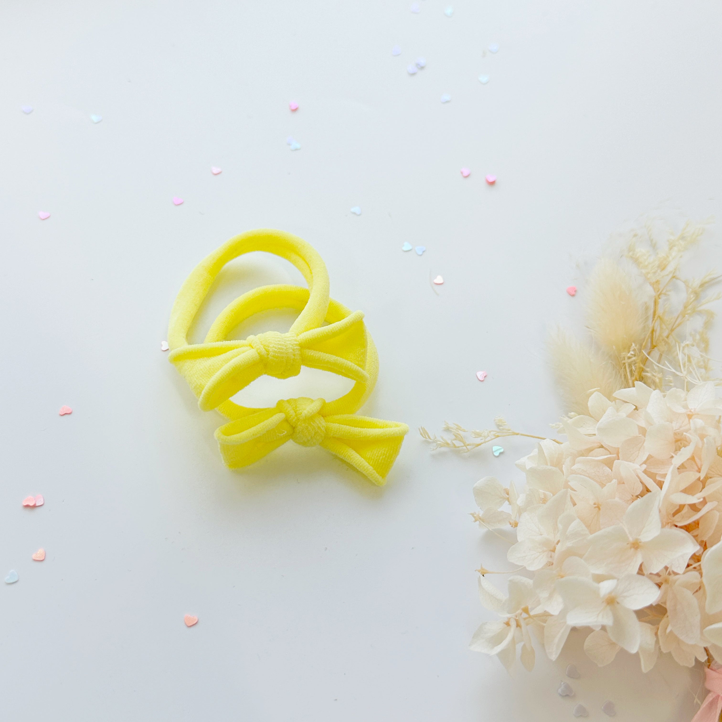 Handmade Simple Bow metal free hair ties - Candy - 1 Pairs - Pastel Purple view 6