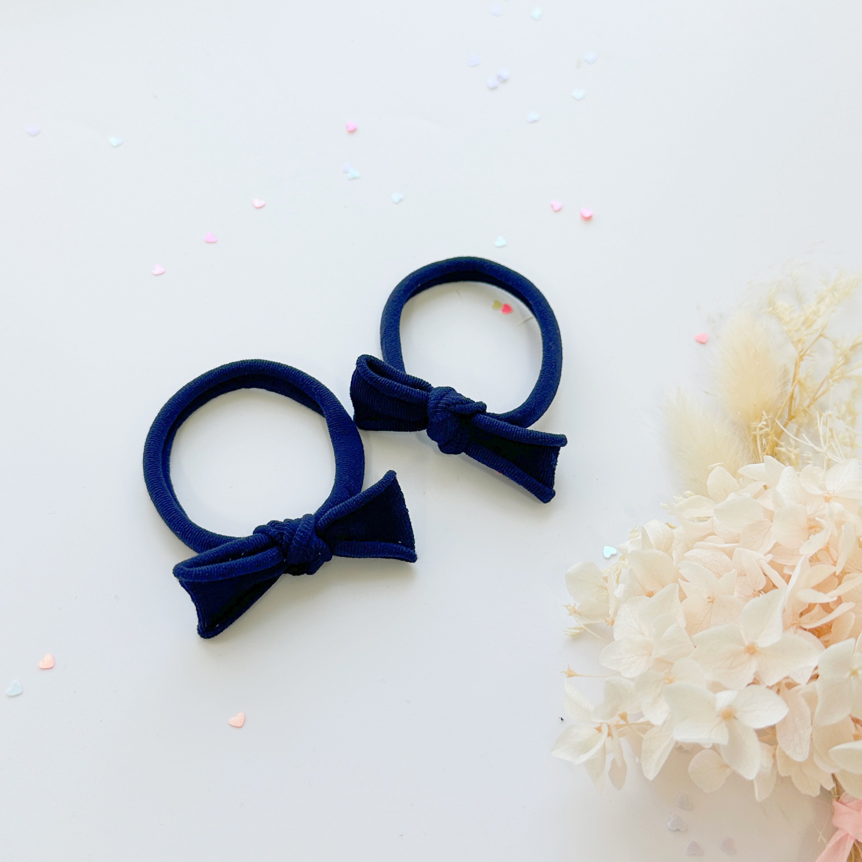 Handmade Simple Bow metal free hair ties - Violet - 1 Pairs - Royal Blue view 5