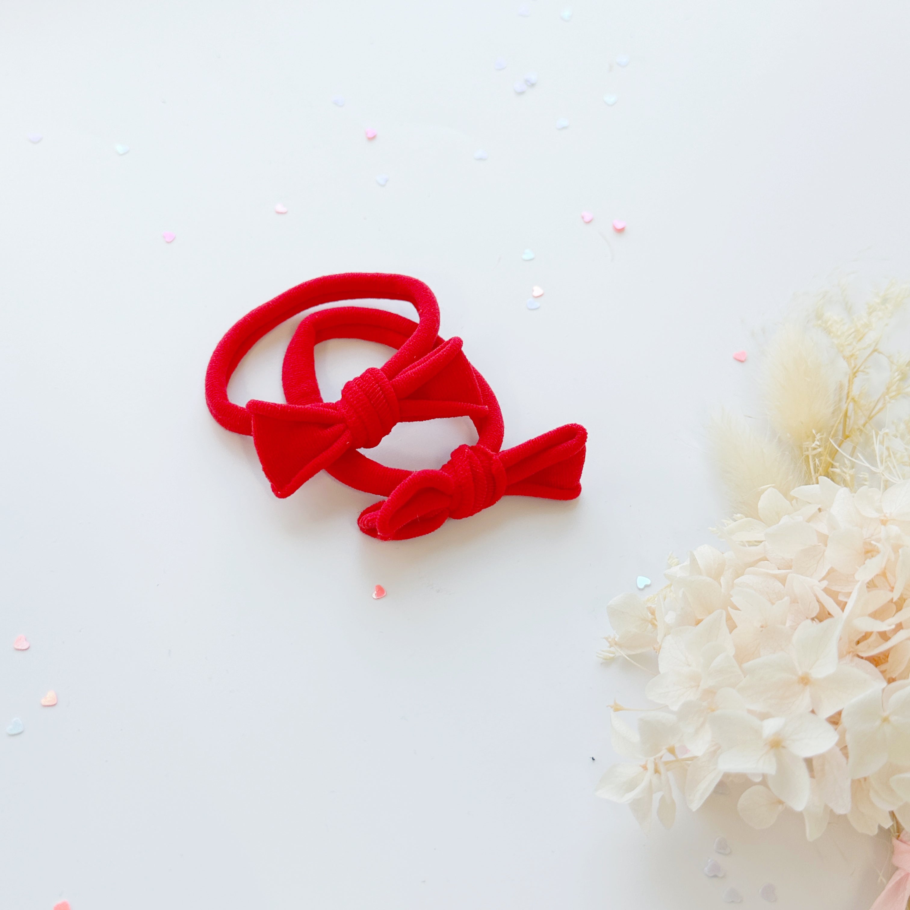 Handmade Simple Bow metal free hair ties -POP - 3 Pairs Pop Colour view 6