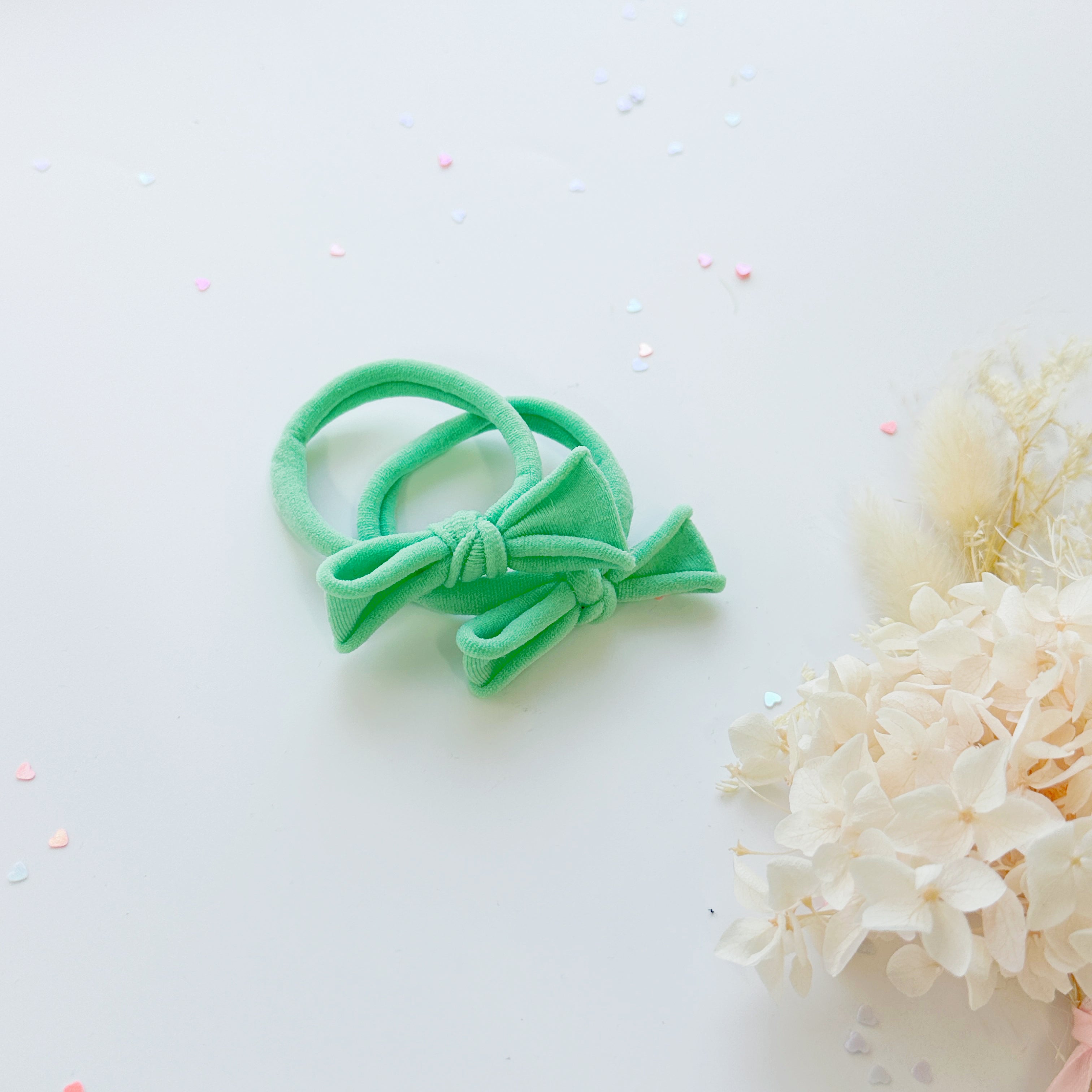 Handmade Simple Bow metal free hair ties -Sky - 3 Pairs Sky view 5