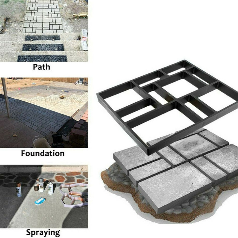 10Grids Garden Paving Brick Patio Concrete Slabs Maker Path Driveway Stone Mould view 4