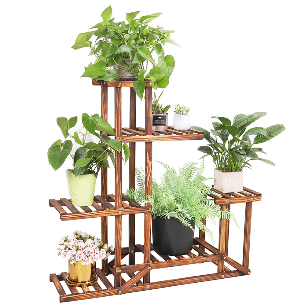 6-Tier Rustic Wooden Step Plant Stand view 2