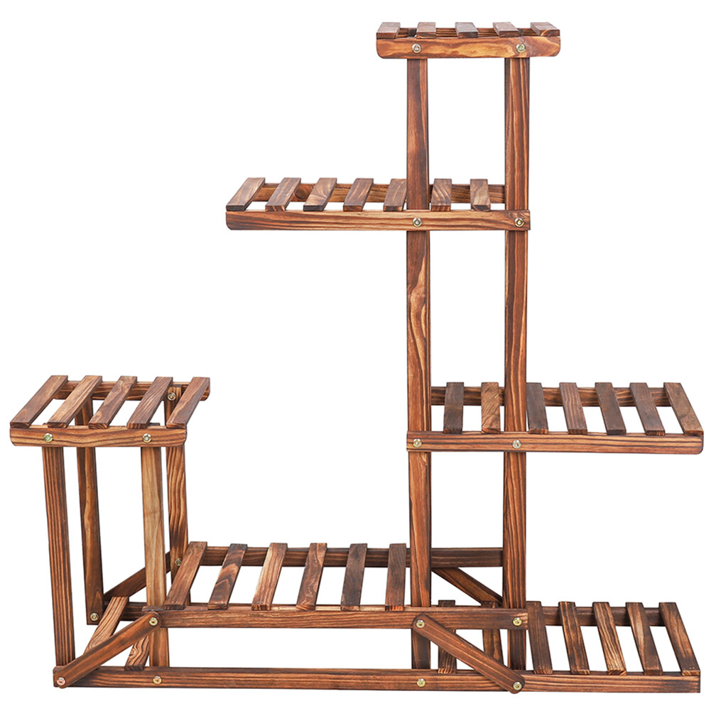 6-Tier Rustic Wooden Step Plant Stand view 4