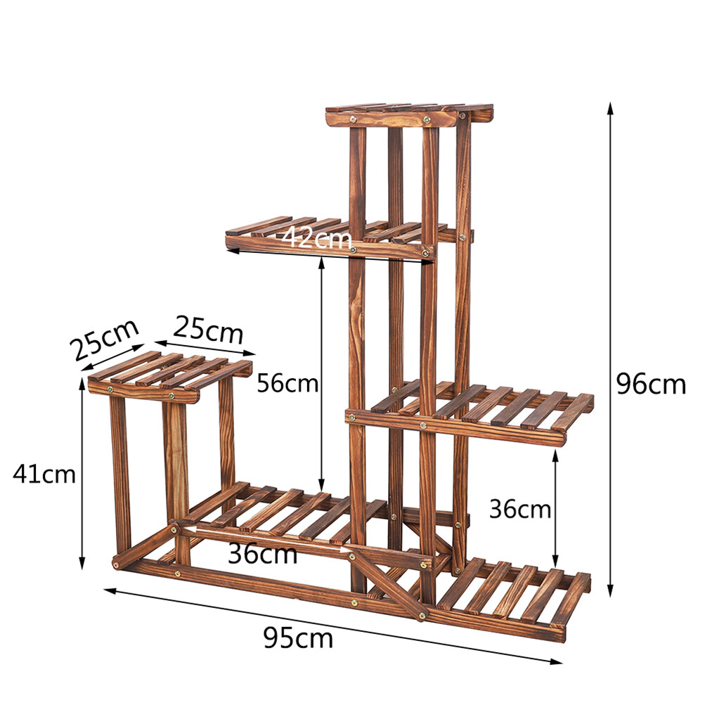 6-Tier Rustic Wooden Step Plant Stand view 8