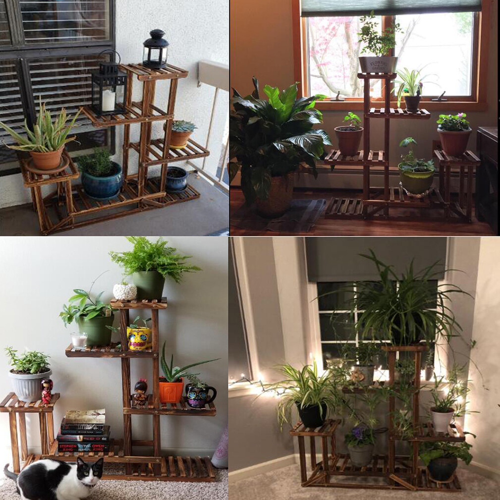6-Tier Rustic Wooden Step Plant Stand view 9