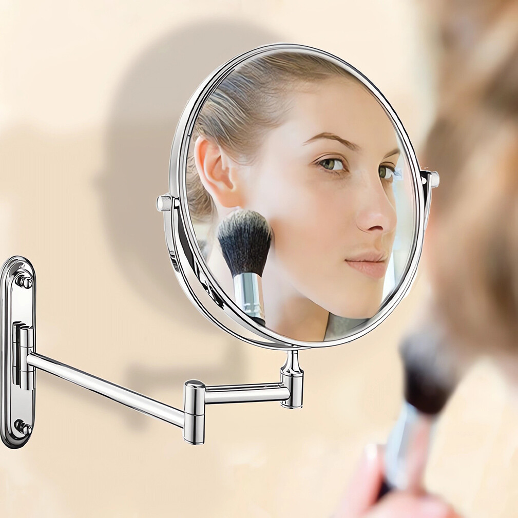 Bath Mirror 5X Magnification Wall Mounted Adjustable Makeup Mirror Arm Extend view 2
