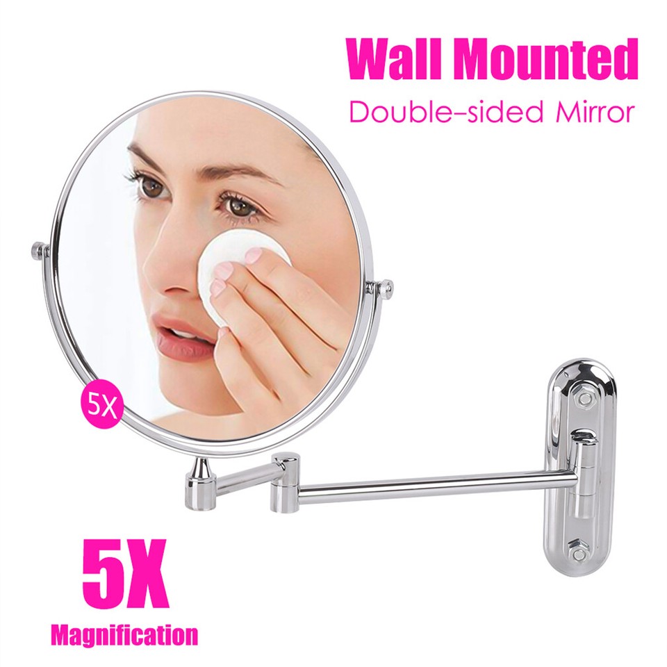 Bath Mirror 5X Magnification Wall Mounted Adjustable Makeup Mirror Arm Extend view 8