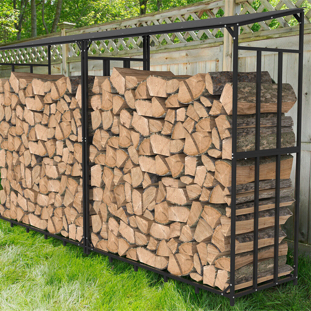 Heavy Duty Firewood Log Rack Large Storage Holder Shed Rack Outdoor Garden Yard view 3