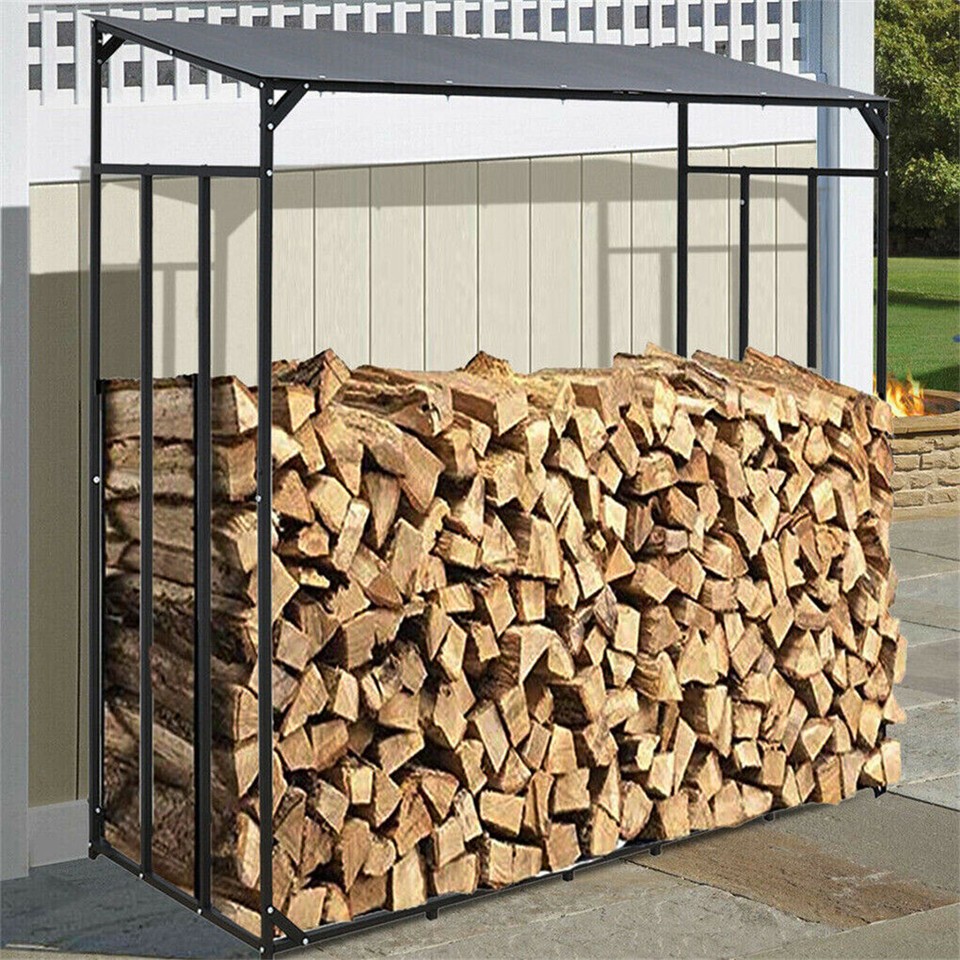 Heavy Duty Firewood Log Rack Large Storage Holder Shed Rack Outdoor Garden Yard view 8