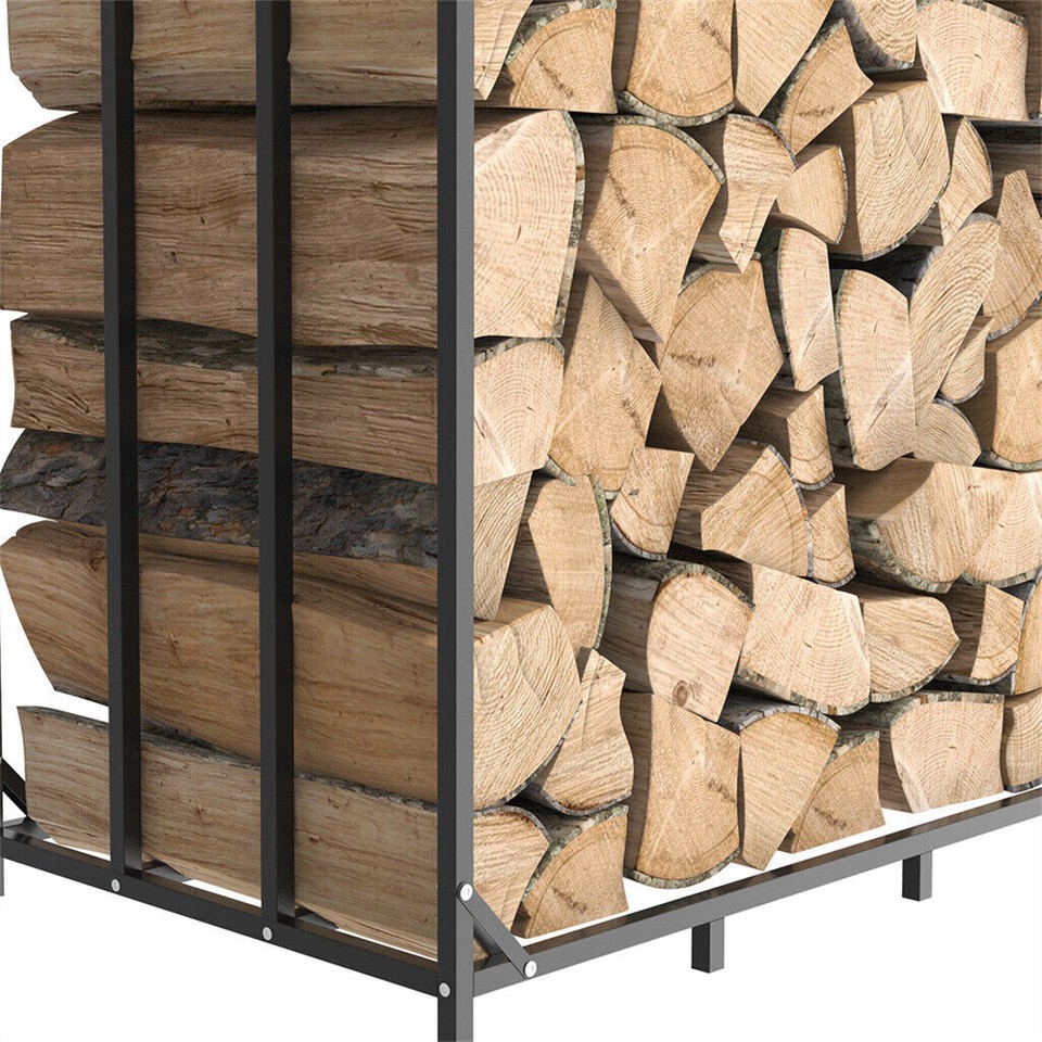 Heavy Duty Firewood Log Rack Large Storage Holder Shed Rack Outdoor Garden Yard view 9