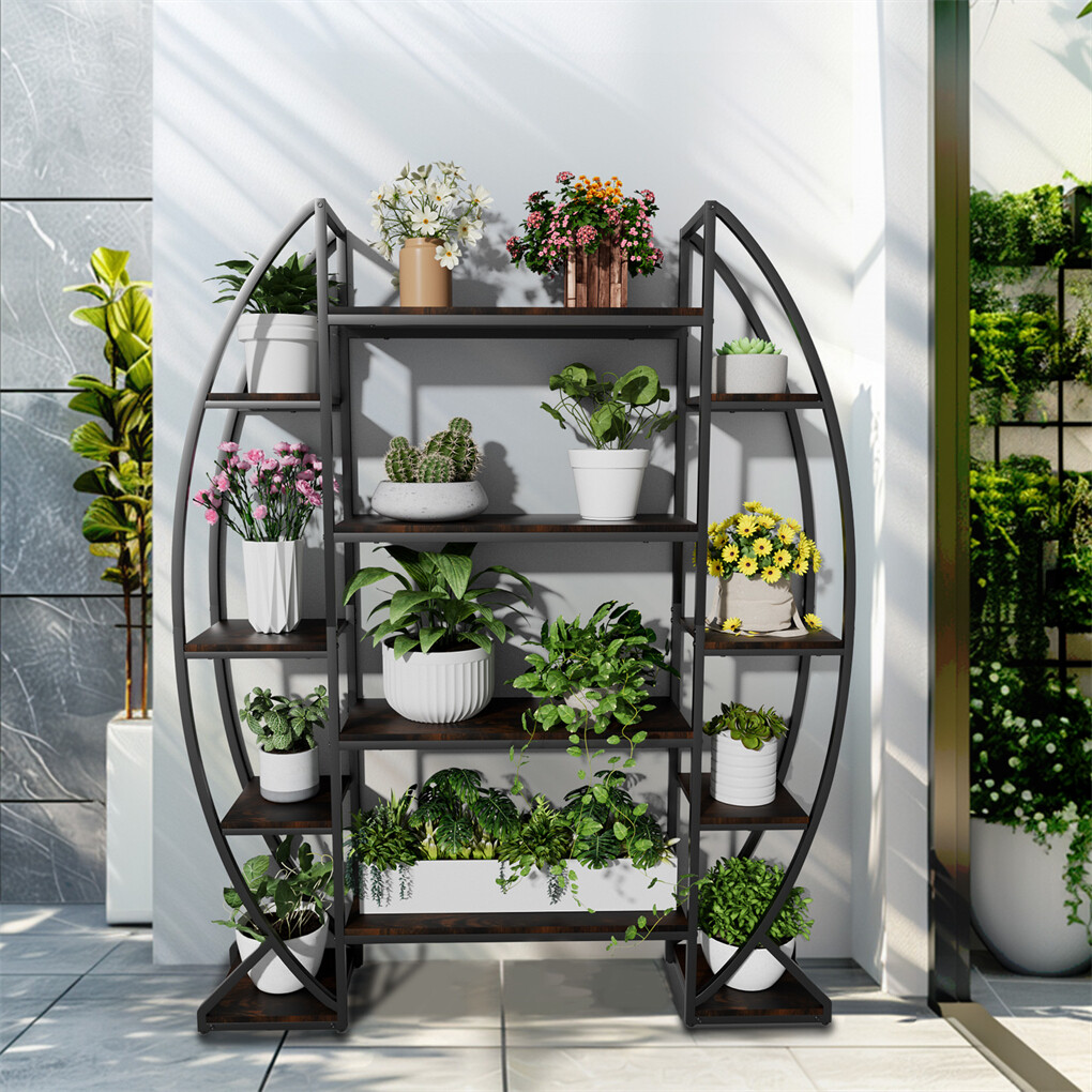 8 Tier Jumbo Plant Stand Vase Shape Flower Bonsai Pot Display Rack Indoor Outdoor view 6