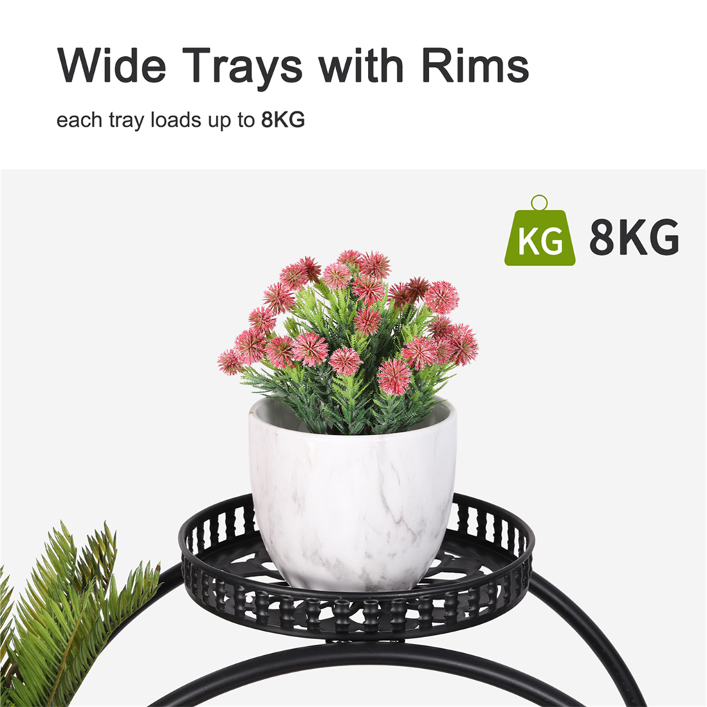 Metal Plant Stand Rack 4Tier Indoor Flower Pot Stand with Wheels for Living Room view 6