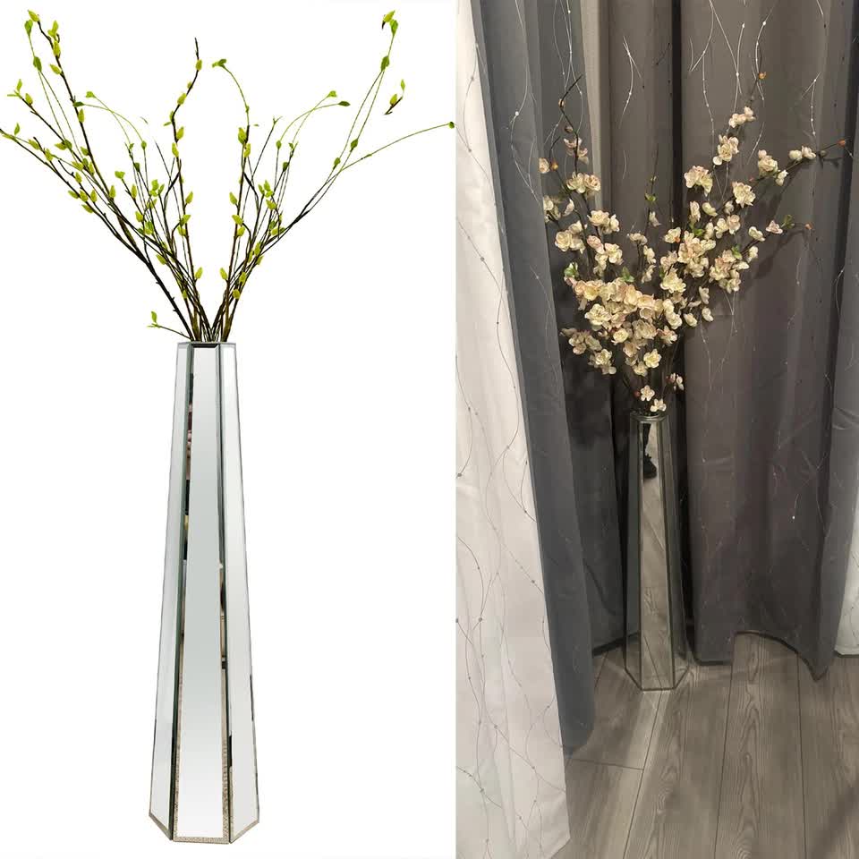 Large Silver Floor Vase 30 Inch Tall Glass Vase for Living Room Decoration & view 3