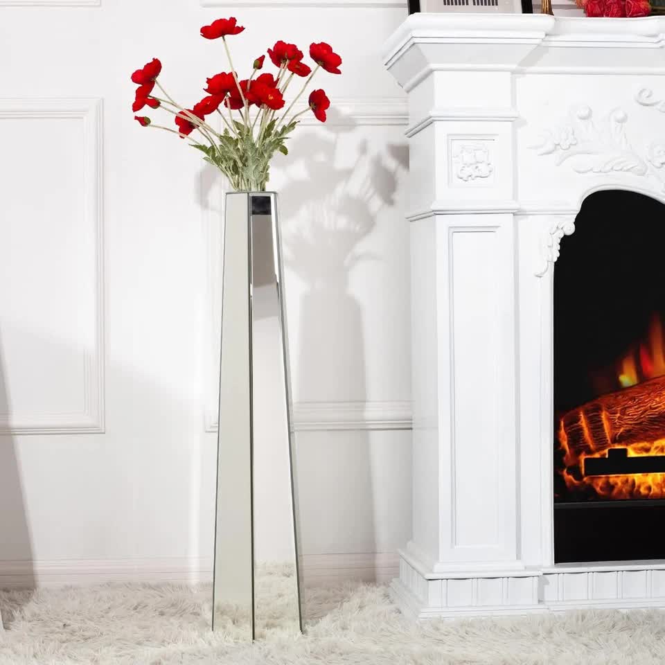 Large Silver Floor Vase 30 Inch Tall Glass Vase for Living Room Decoration & view 4