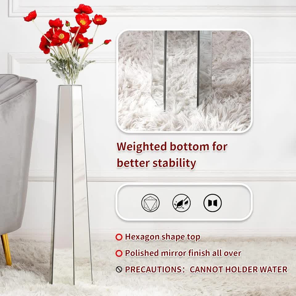 Large Silver Floor Vase 30 Inch Tall Glass Vase for Living Room Decoration & view 5