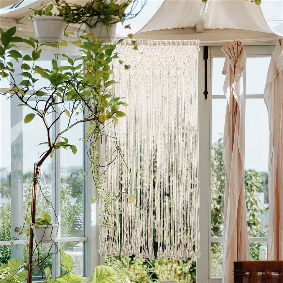 Boho Chic Macrame Tapestry Wedding Backdrop Arch Door Window Hanging Curtains view 5