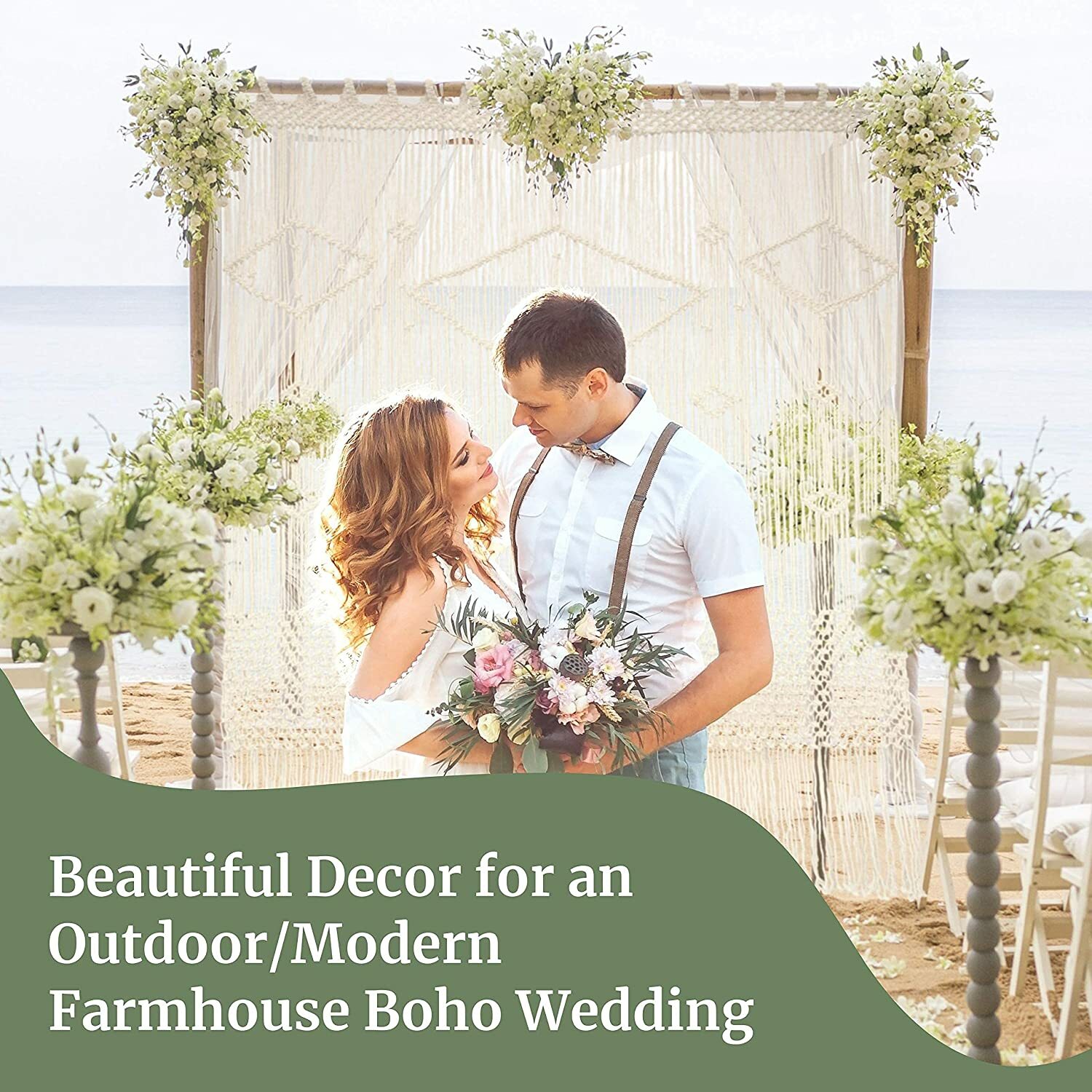Boho Chic Macrame Tapestry Wedding Backdrop Arch Door Window Hanging Curtains view 6