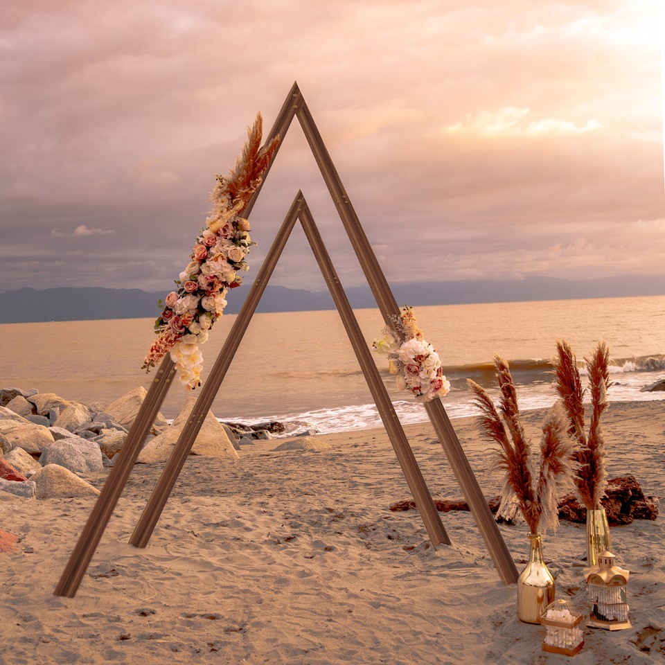 Set of 2 Nesting Wood Wedding Arch Huge Decorative Garden Wedding Backdrop Stand view 3