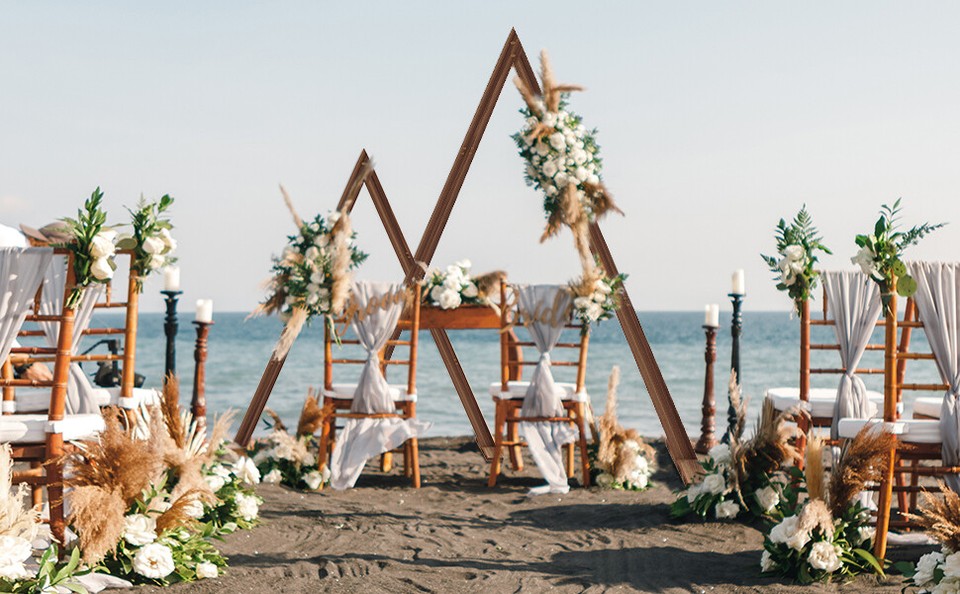 Set of 2 Nesting Wood Wedding Arch Huge Decorative Garden Wedding Backdrop Stand view 5