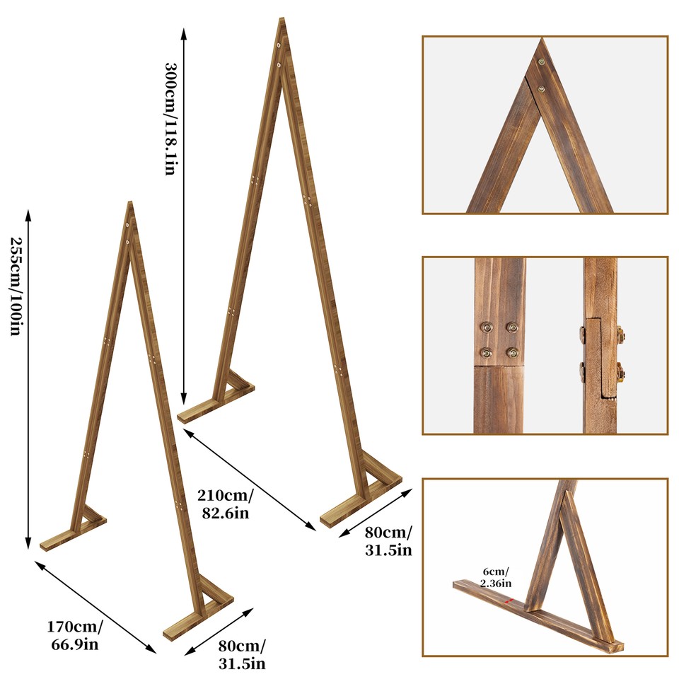 Set of 2 Nesting Wood Wedding Arch Huge Decorative Garden Wedding Backdrop Stand view 6