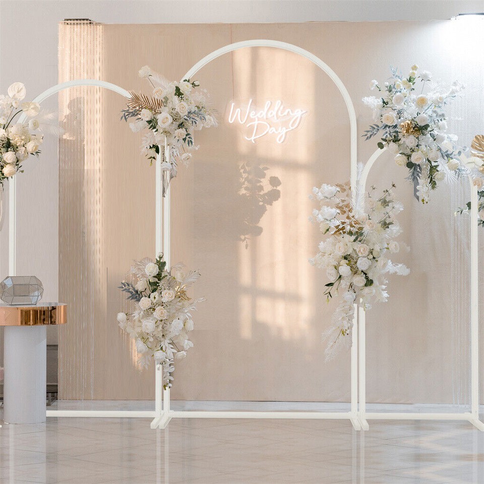Fin Set Of 3 Wedding Arch Balloon Frame Metal Arch Backdrop Stand Birthday Party view 3