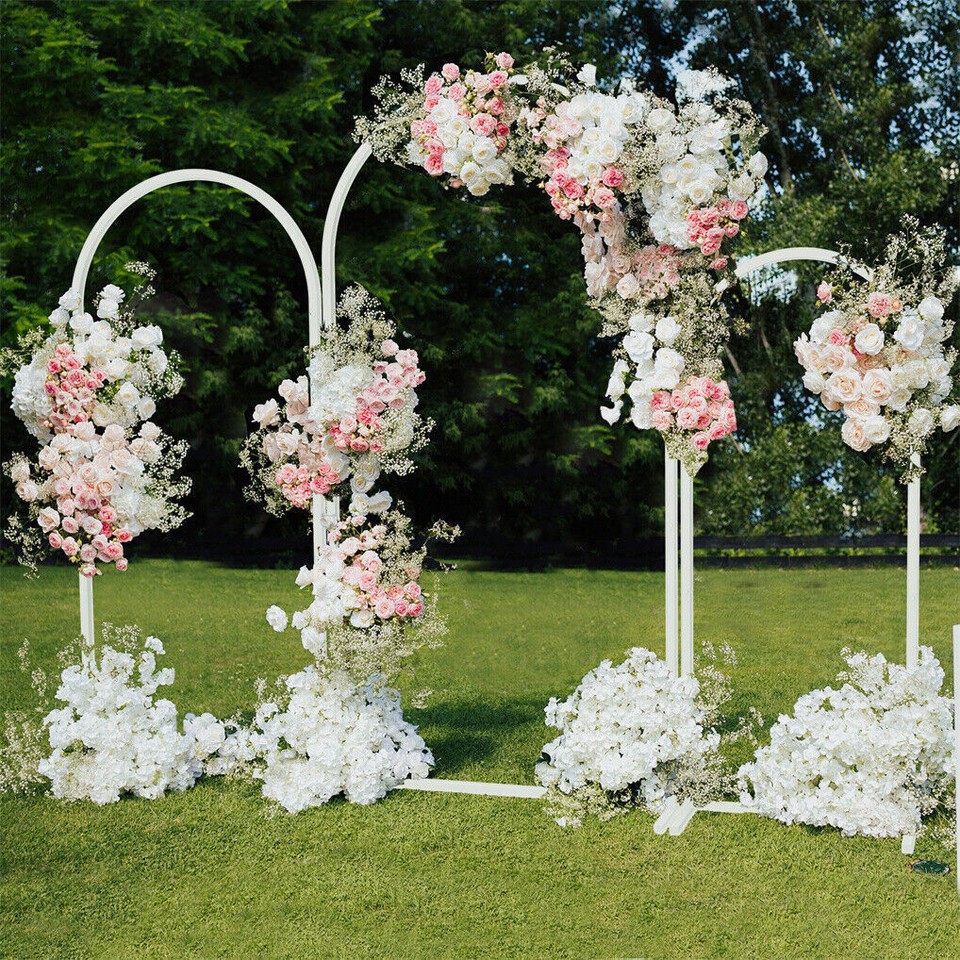 Fin Set Of 3 Wedding Arch Balloon Frame Metal Arch Backdrop Stand Birthday Party view 4