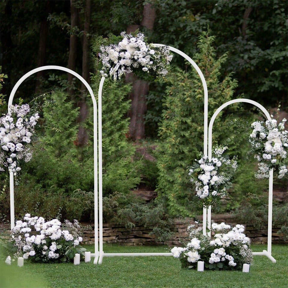 Fin Set Of 3 Wedding Arch Balloon Frame Metal Arch Backdrop Stand Birthday Party view 5