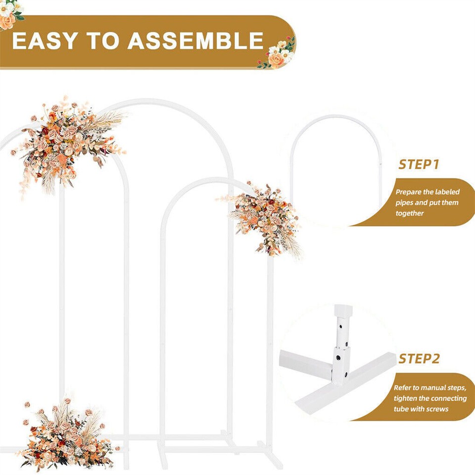 Fin Set Of 3 Wedding Arch Balloon Frame Metal Arch Backdrop Stand Birthday Party view 7