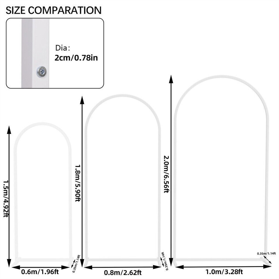 Fin Set Of 3 Wedding Arch Balloon Frame Metal Arch Backdrop Stand Birthday Party view 9